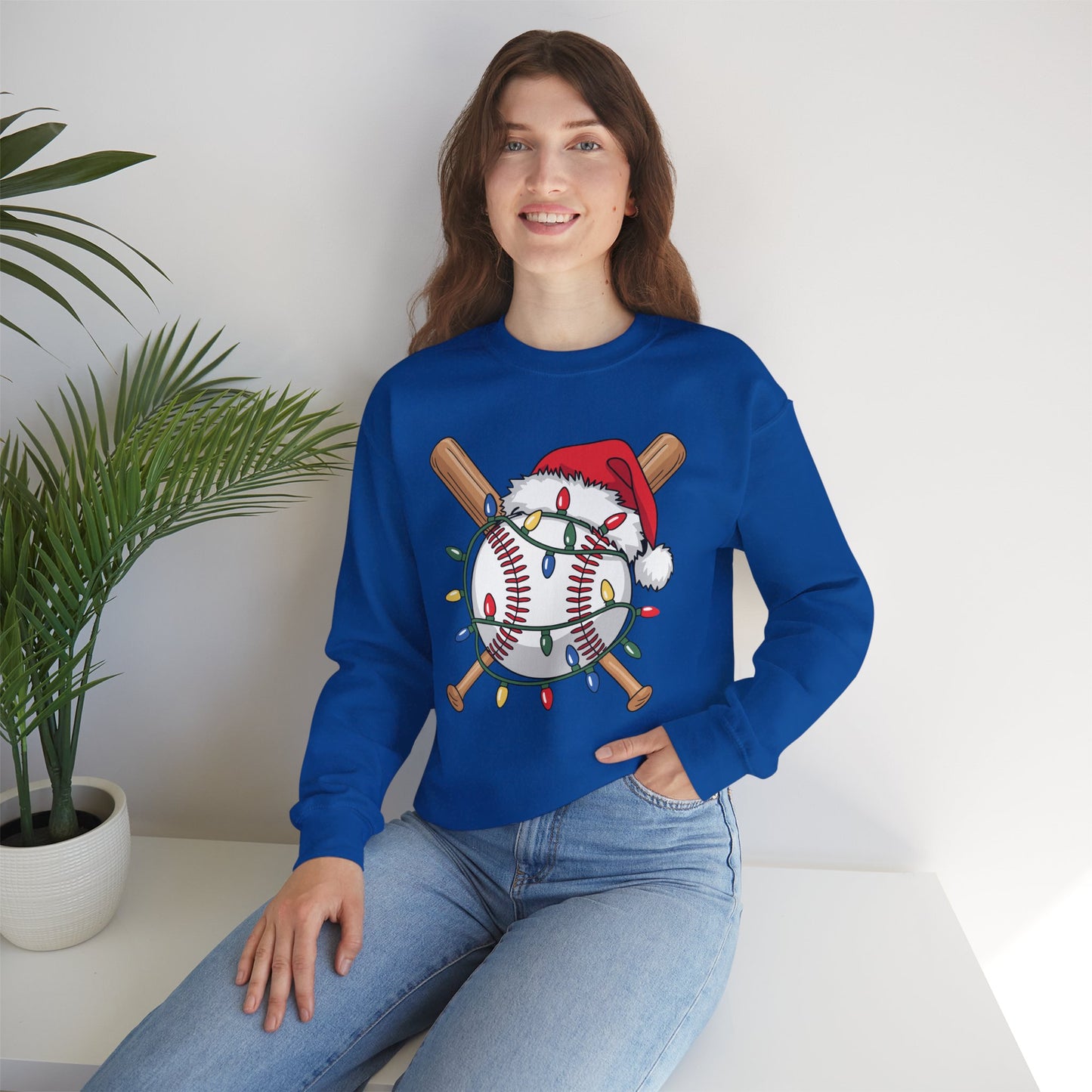 Santa Sports Design For Men Boys Christmas Baseball Player Sweatshirt