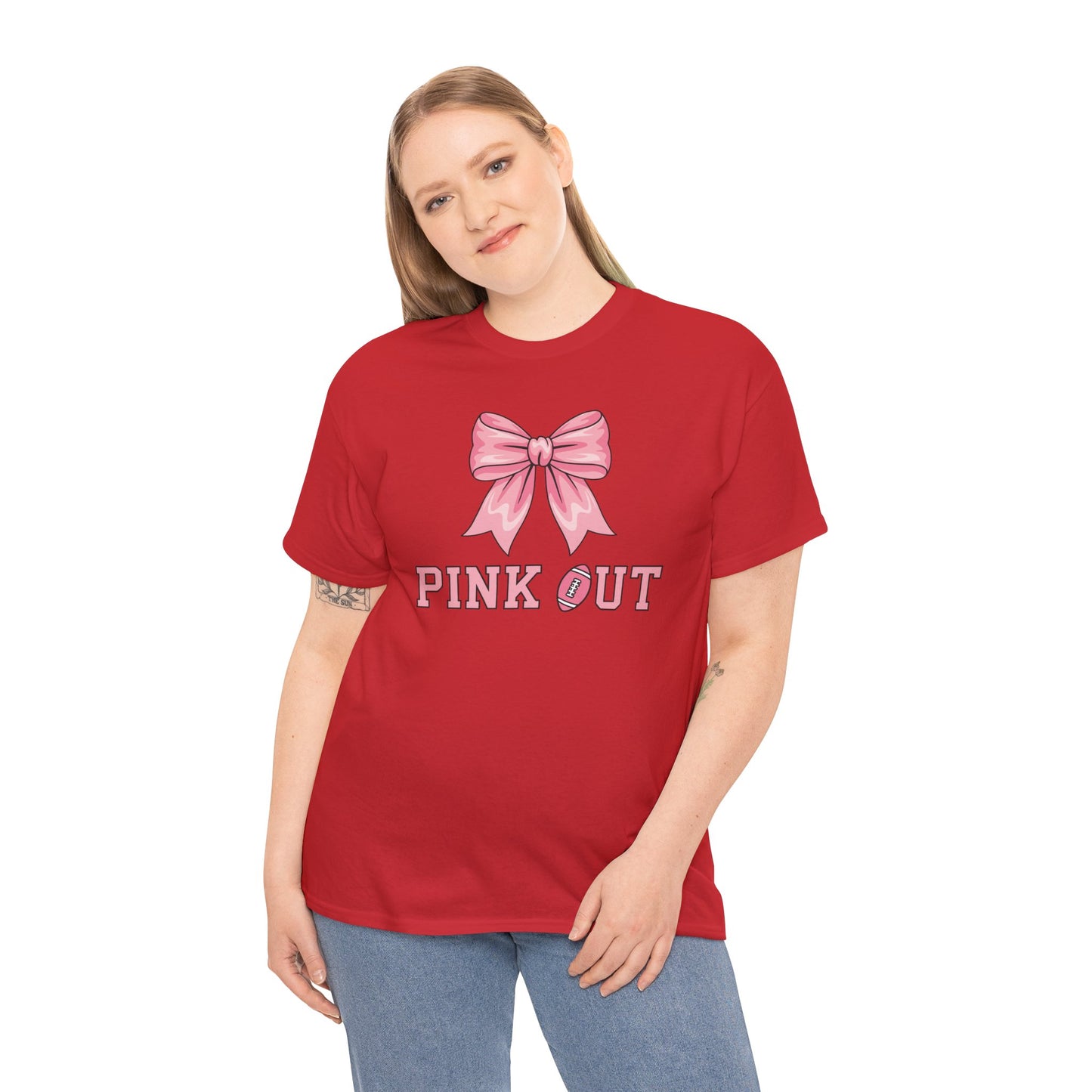 Pink Out Football Bow Preppy Breast Cancer Awareness Women T-Shirt