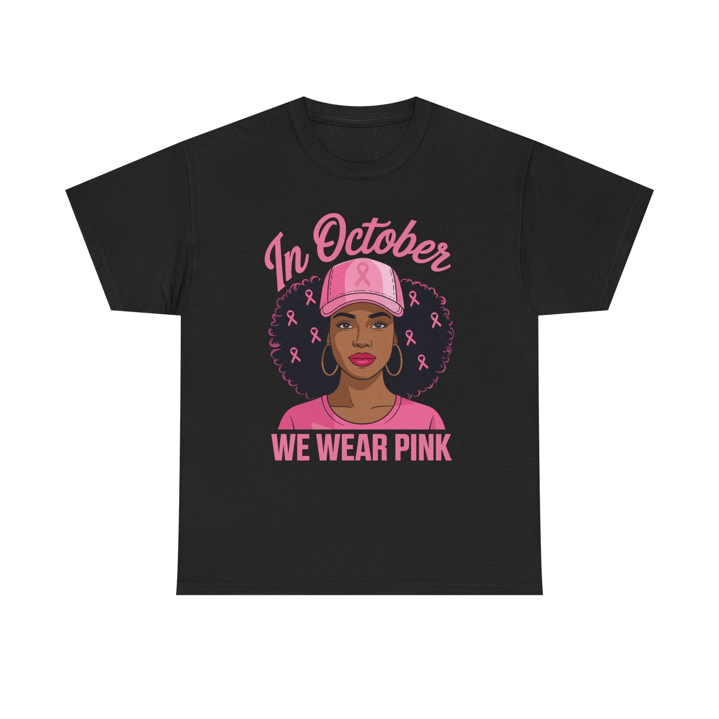 In October We Wear Pink Black Women Breast Cancer Awareness T-Shirt