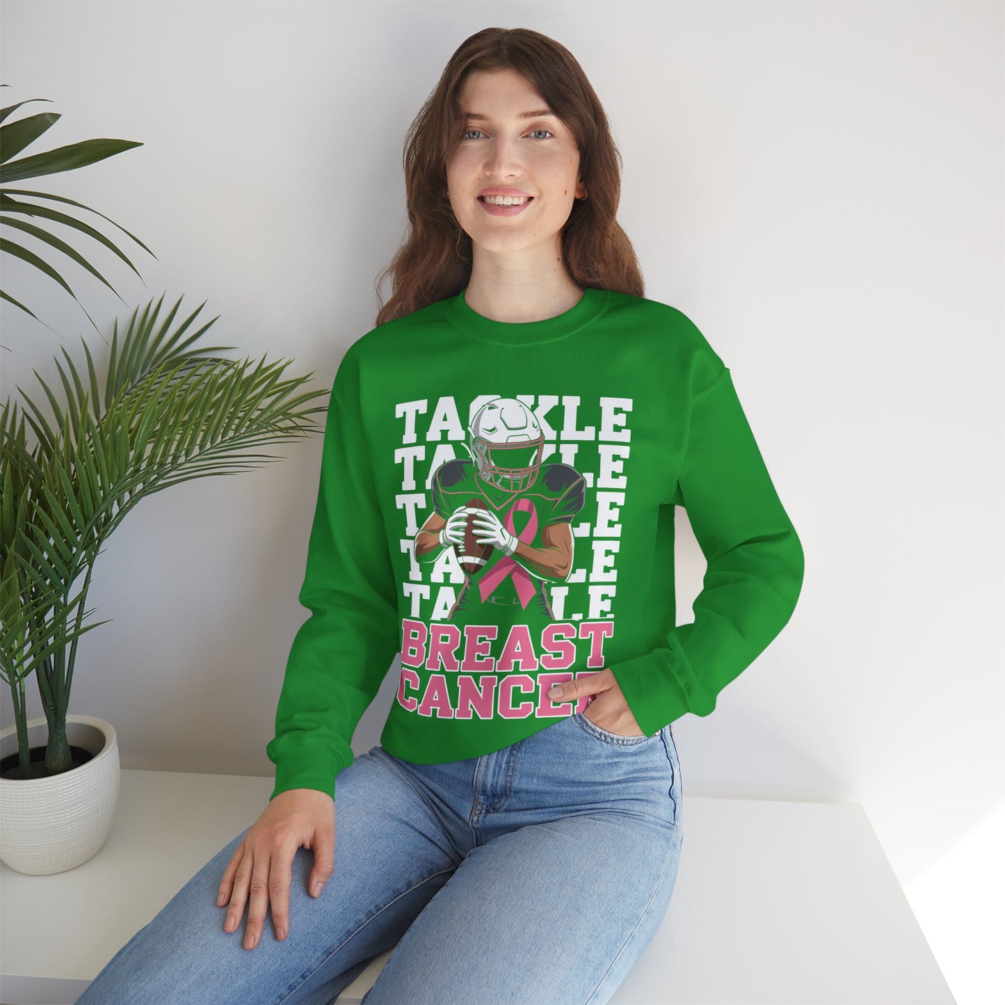 Tackle Football Breast Cancer Awareness Pink Ribbon Sweatshirt