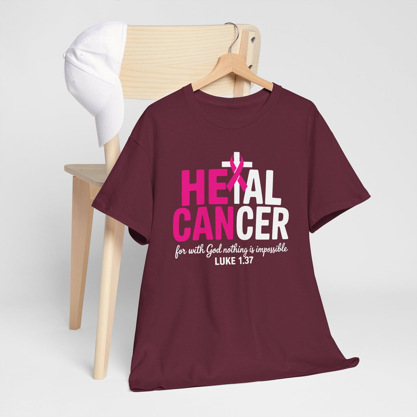 Heal Cancer Believe God Christian Breast Cancer Awareness T-Shirt
