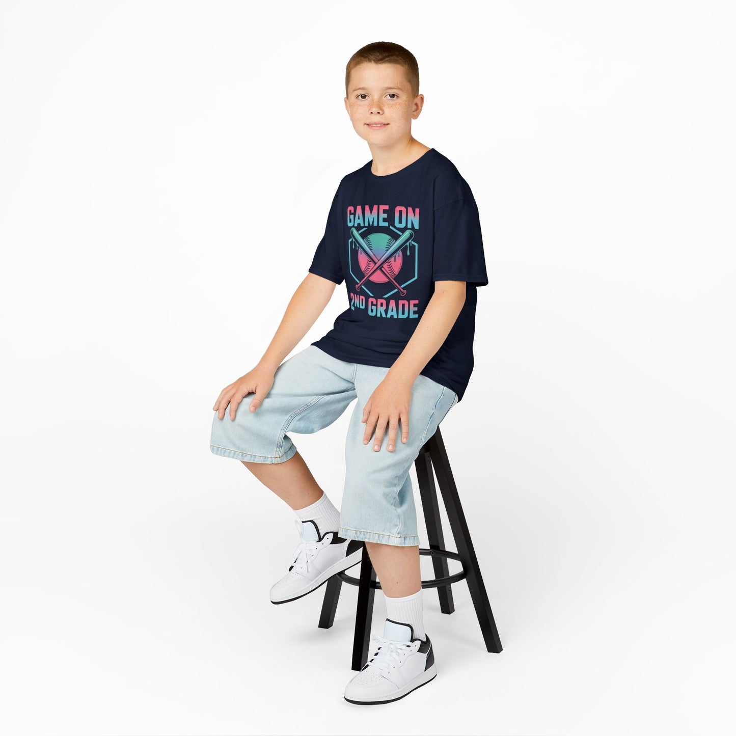 2nd Grade Back to School Baseball Drip Ice Cream Game On Kid T-Shirt