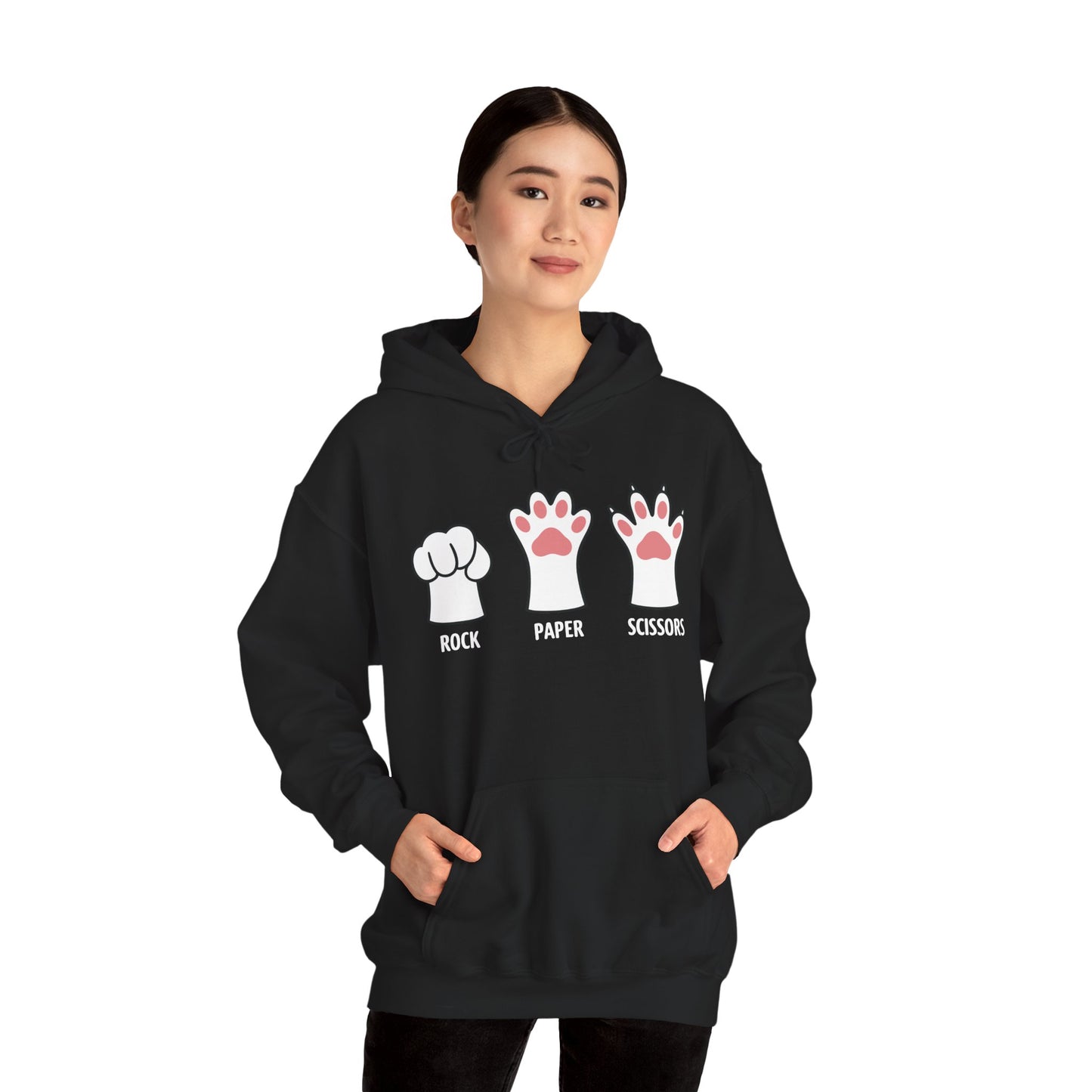 Funny Introvert Cat Animal Rescue Rock Paper Scissors Cute Paw Cat Hoodie