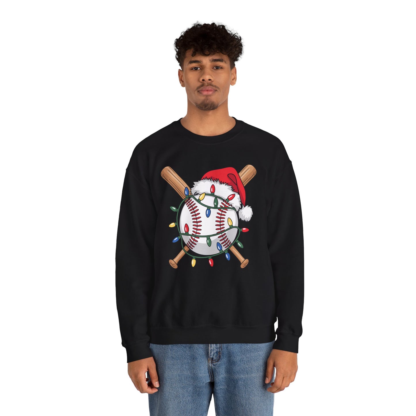 Santa Sports Design For Men Boys Christmas Baseball Player Sweatshirt