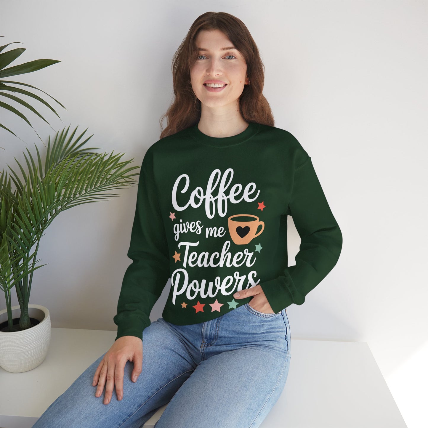Coffee Gives Me Teacher Powers, Cute Teacher Appreciation Sweatshirt