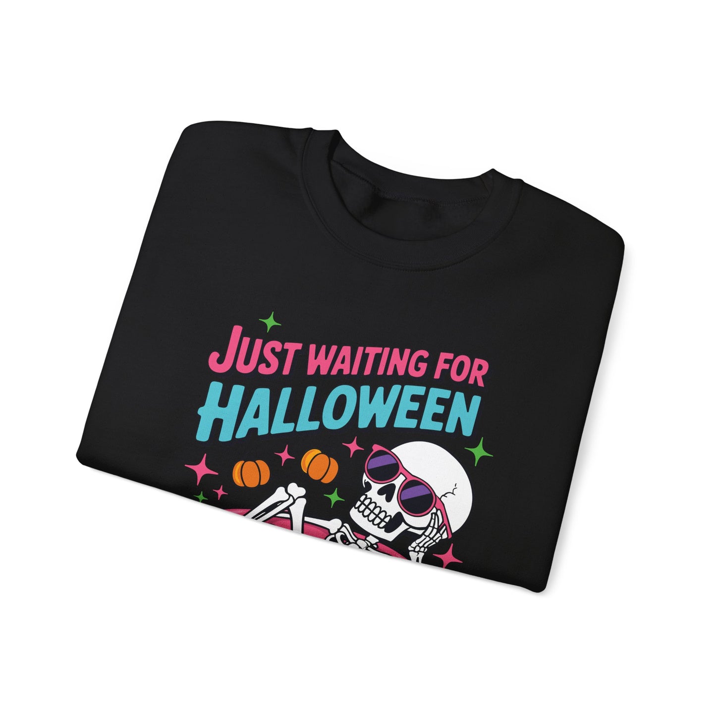 Just Waiting For Halloween Skeleton Donut Summerween Vibes Sweatshirt