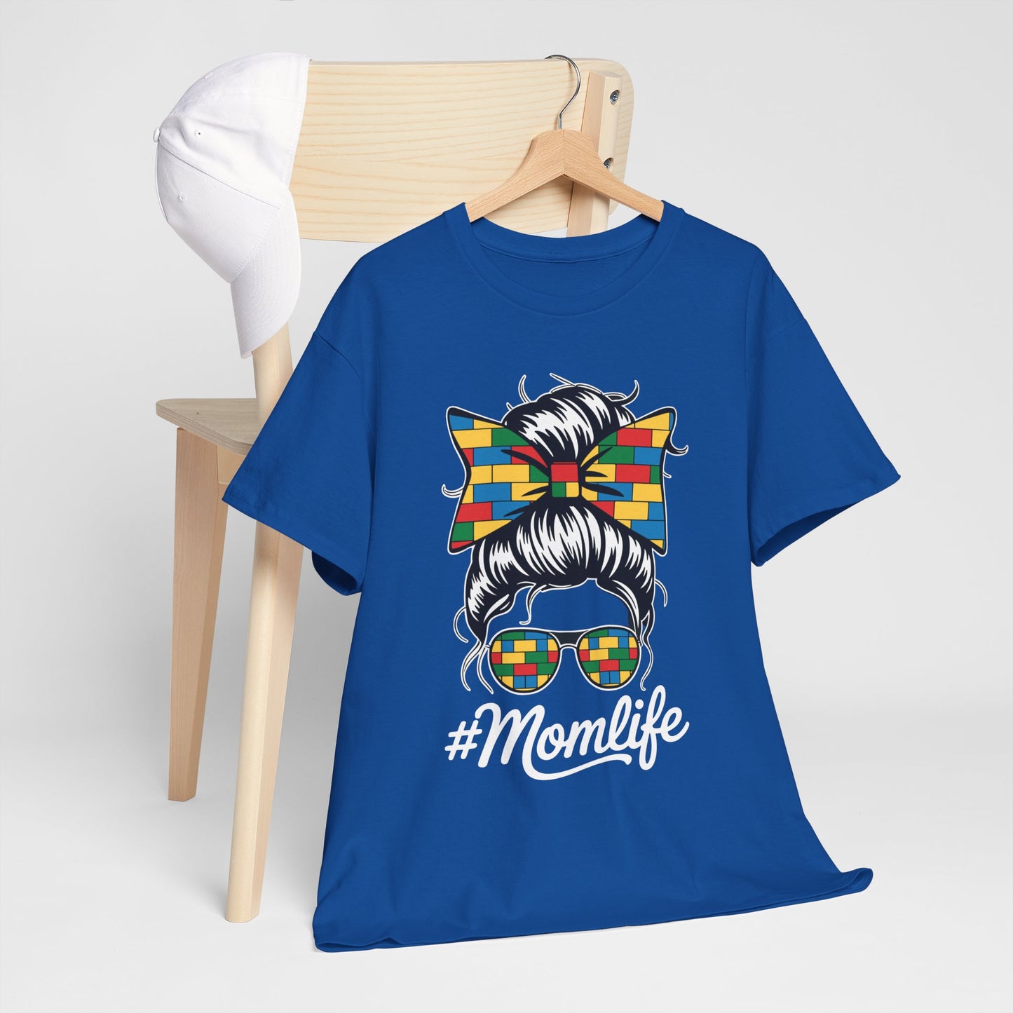 Building Block Messy Bun Mom Life Master Builder Mothers Day T-Shirt