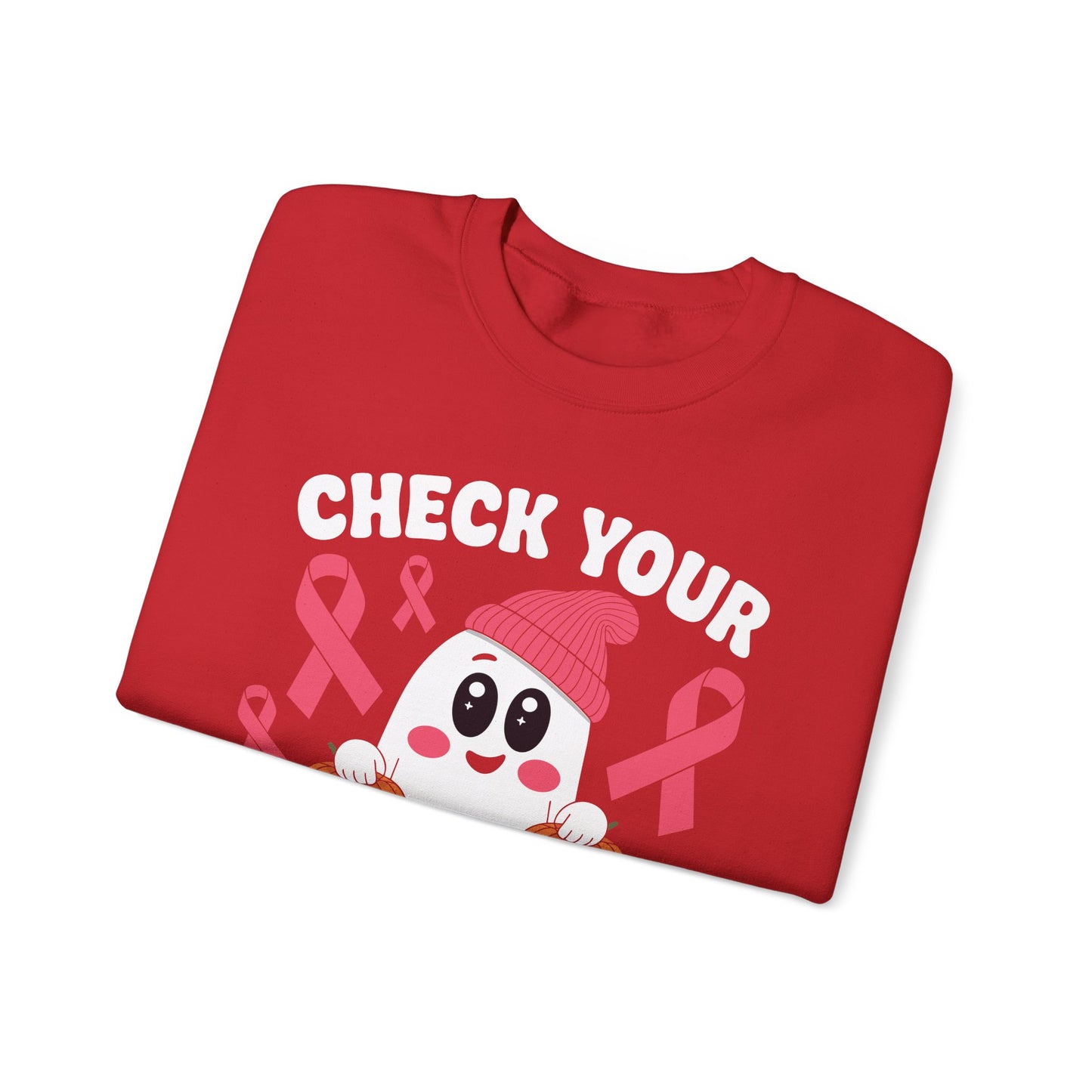 Breast Cancer Halloween Boo Ghost Check Your Pumpkins Womens Sweatshirt