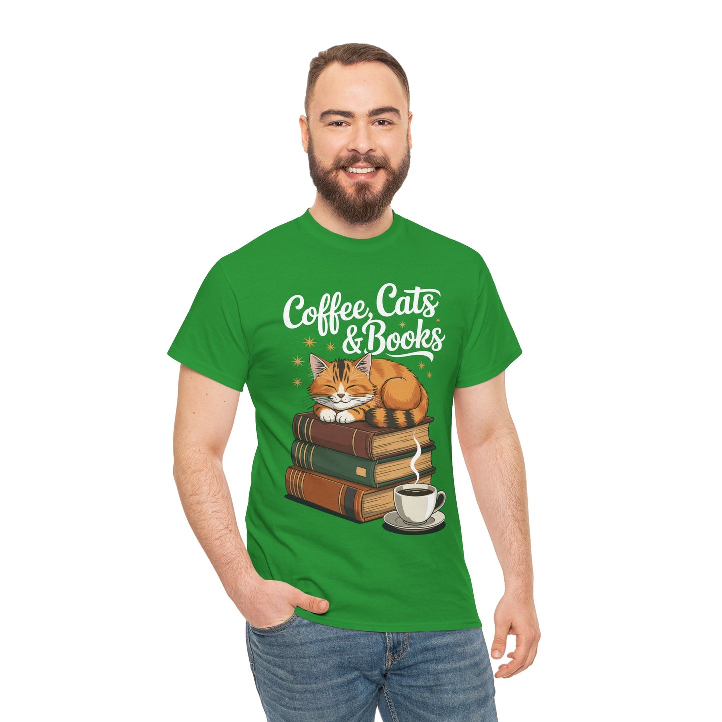 Coffee Cats & Books Lover Tee