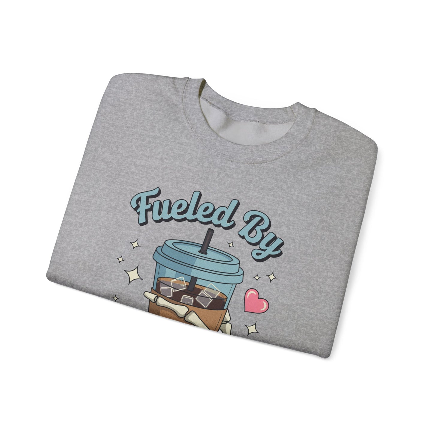 Fueled by Iced Coffee and Anxiety Funny Coffee Lover Sweatshirt