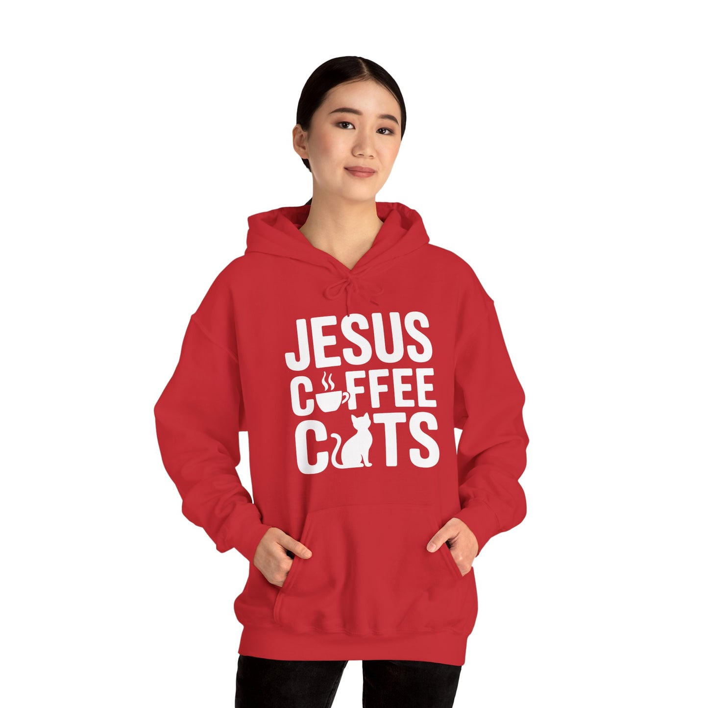 Christian Jesus, Coffee, Cats - Religous Cat Caffeine Lover Hoodie