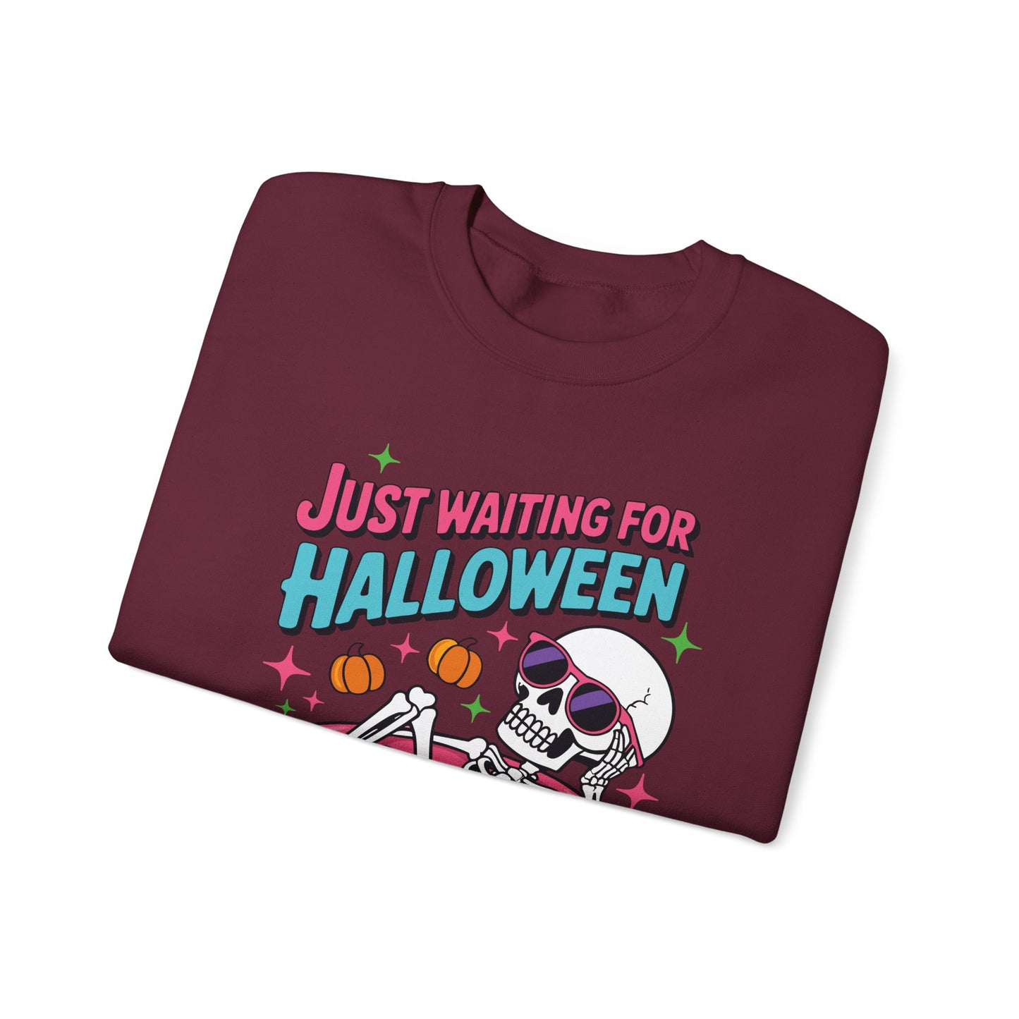 Just Waiting For Halloween Skeleton Donut Summerween Vibes Sweatshirt