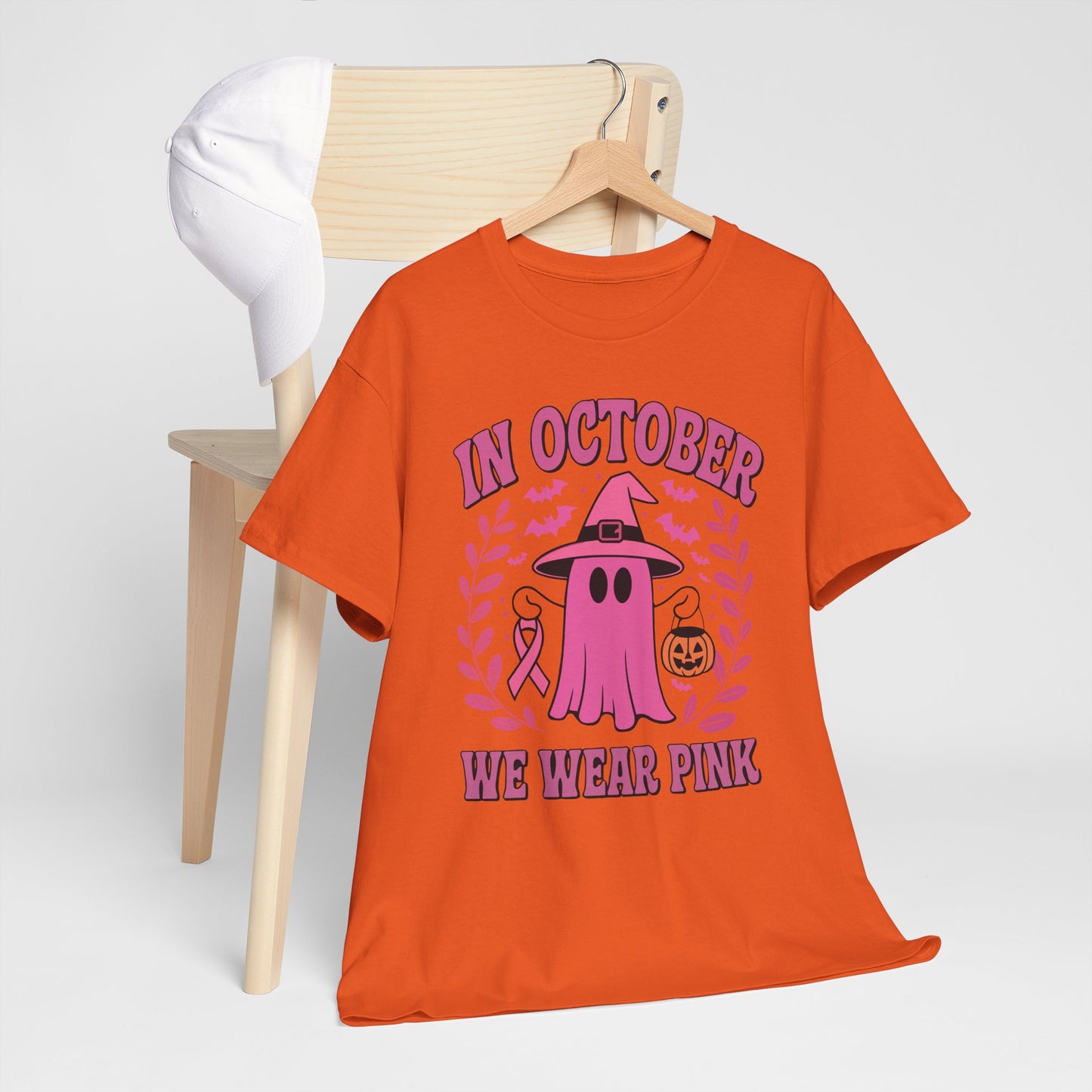 In October We Wear Pink Breast Cancer Awareness Halloween T-Shirt