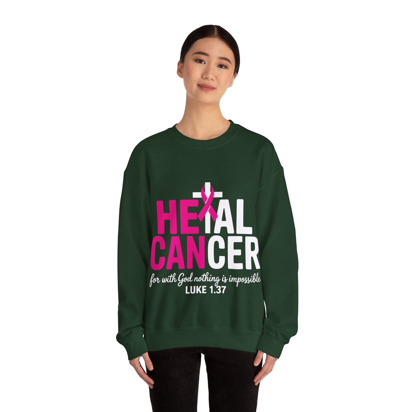 Heal Cancer Believe God Christian Breast Cancer Awareness Sweatshirt
