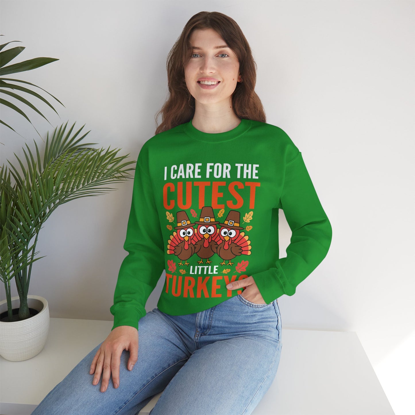 Care For Little Turkeys Nurse Fall Thanksgiving Scrub Top Sweatshirt