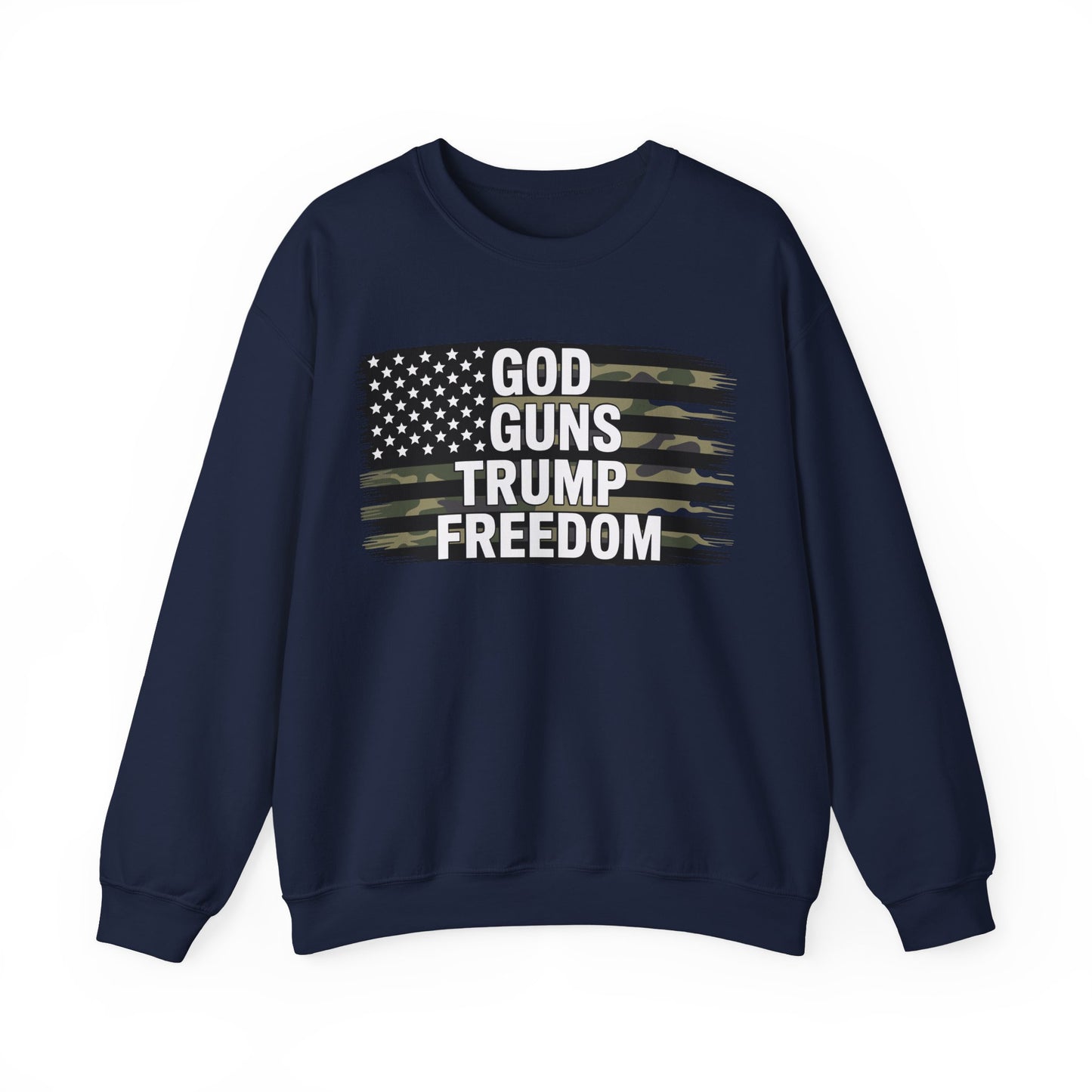 God Guns Trump Freedom Funny Camouflage Pro Gun USA Flag Sweatshirt