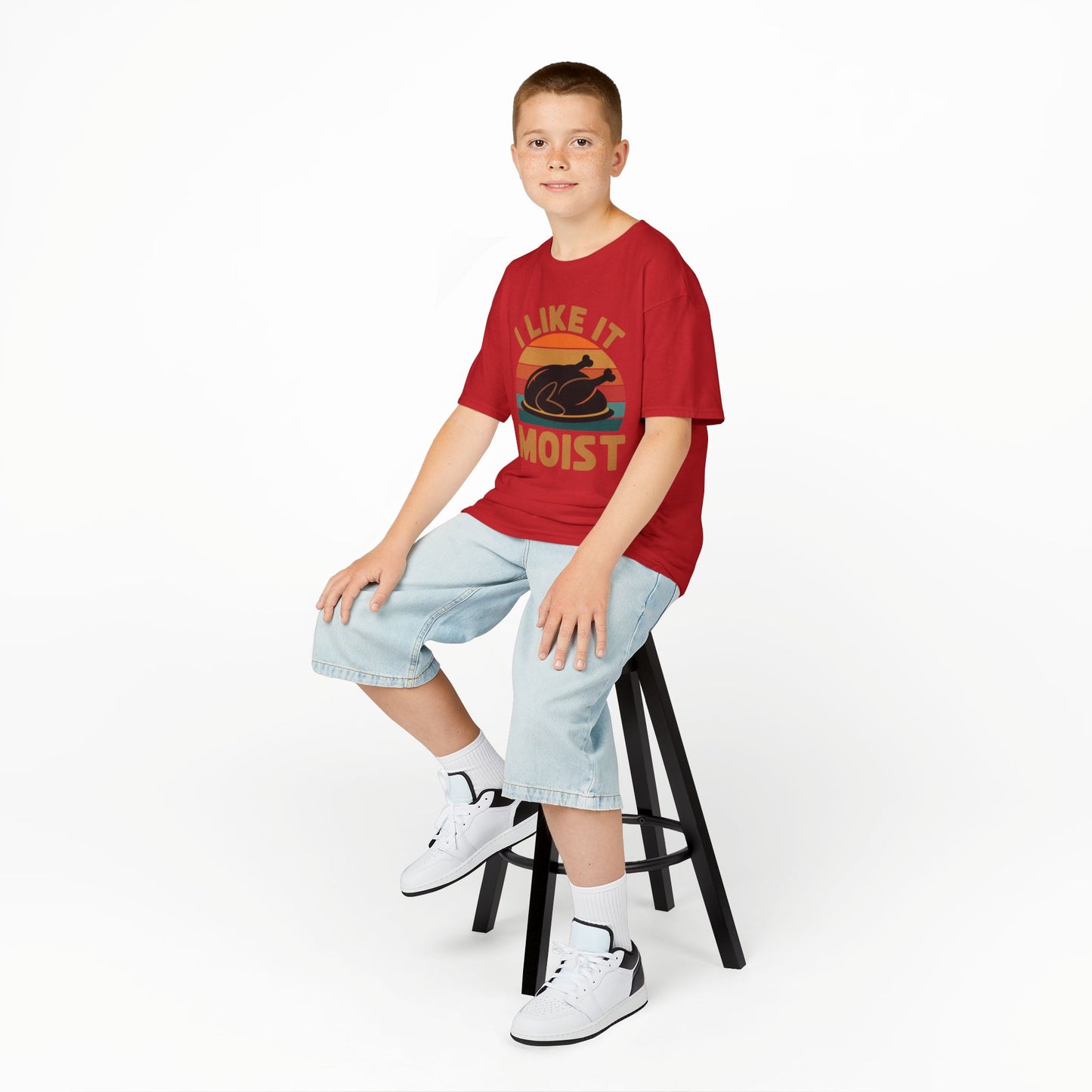 I Like It Moist Unisex Kids Black Thanksgiving T-Shirt