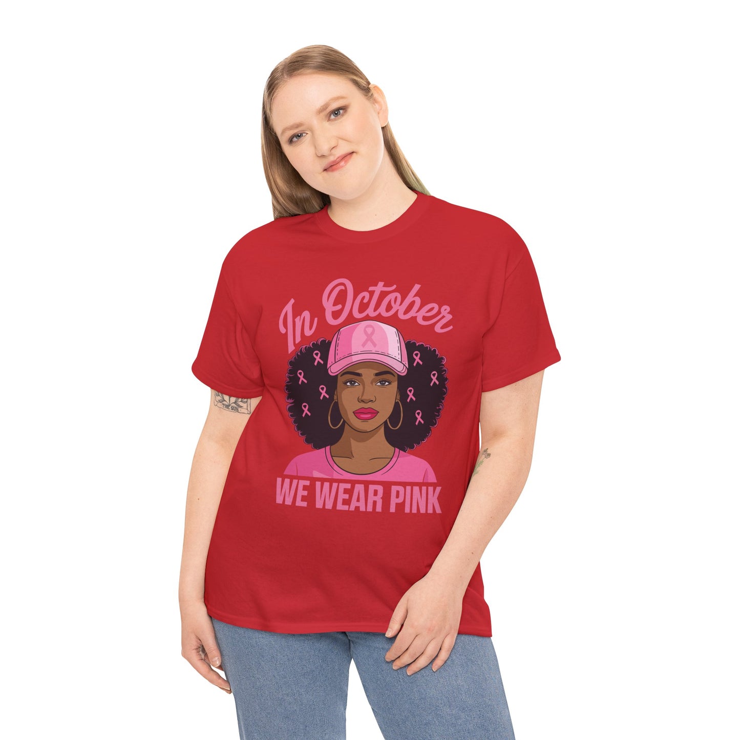 In October We Wear Pink Black Women Breast Cancer Awareness T-Shirt
