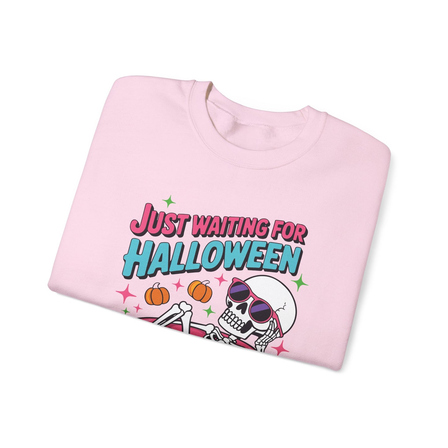 Just Waiting For Halloween Skeleton Donut Summerween Vibes Sweatshirt