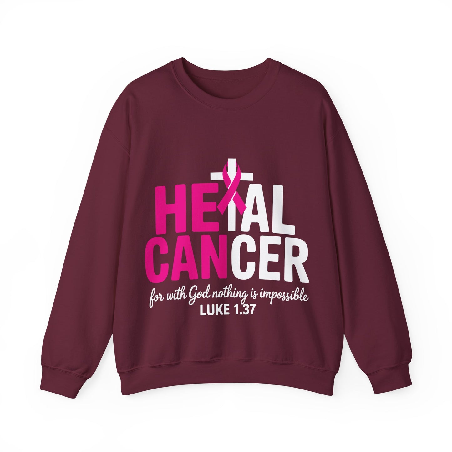 Heal Cancer Believe God Christian Breast Cancer Awareness Sweatshirt