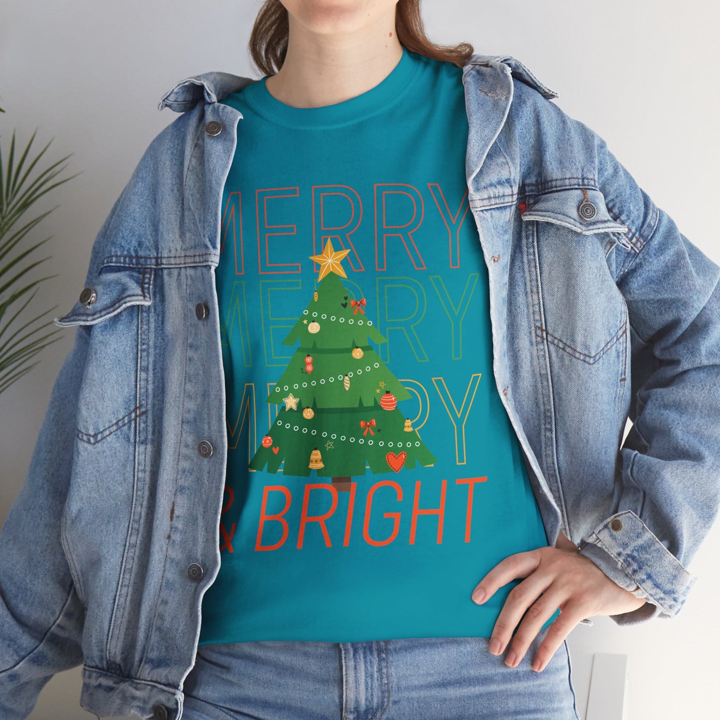 Merry and Bright Christmas Tee Cute Holiday Shirt for Men and Women
