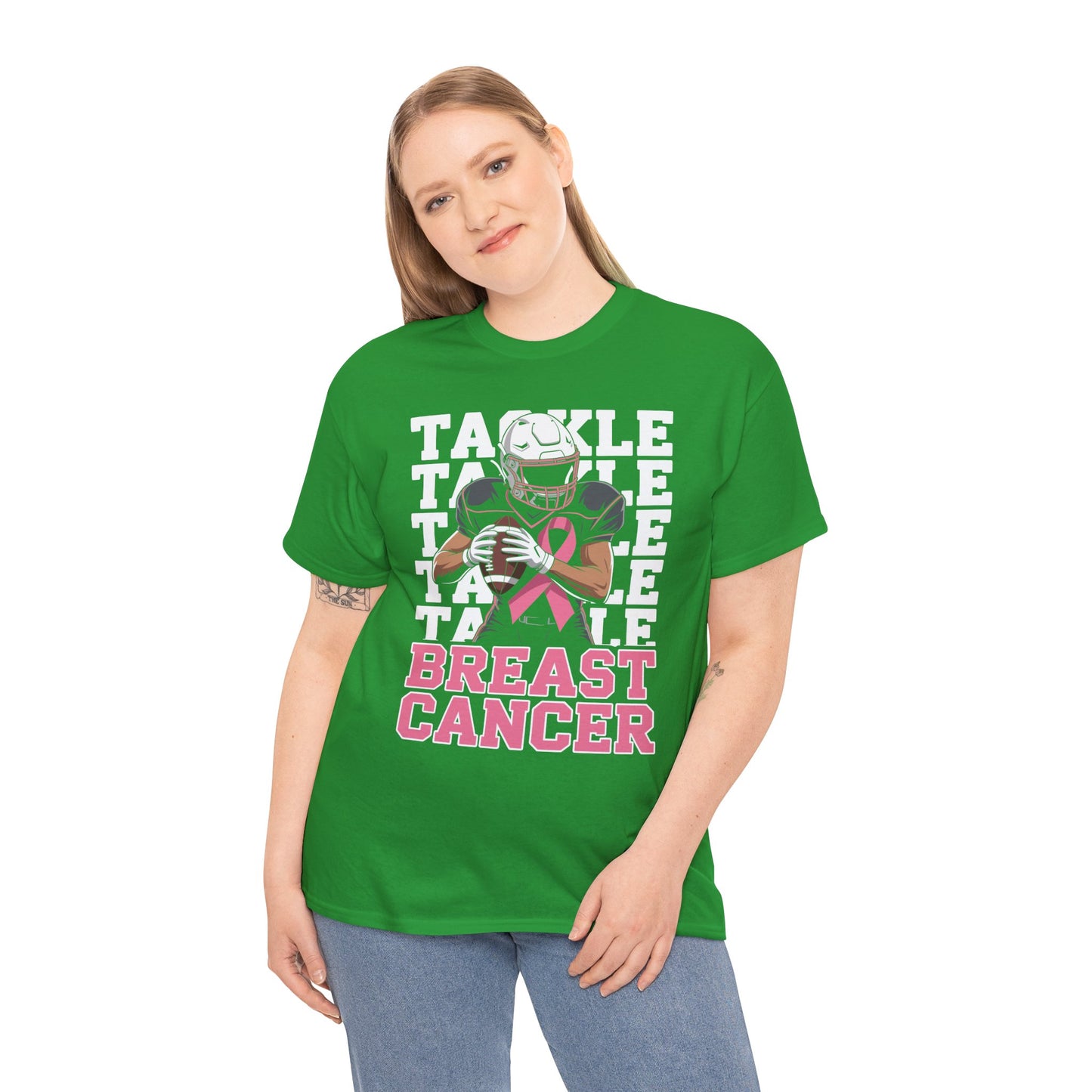 Tackle Football Breast Cancer Awareness Pink Ribbon T-Shirt