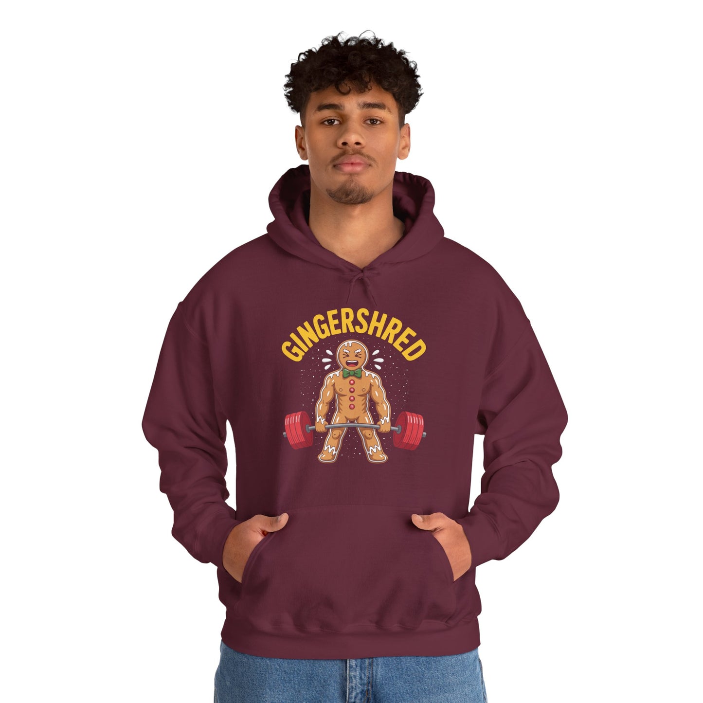 Funny Gingershred Gingerbread Man Gym Bodybuilding Christmas Hoodie