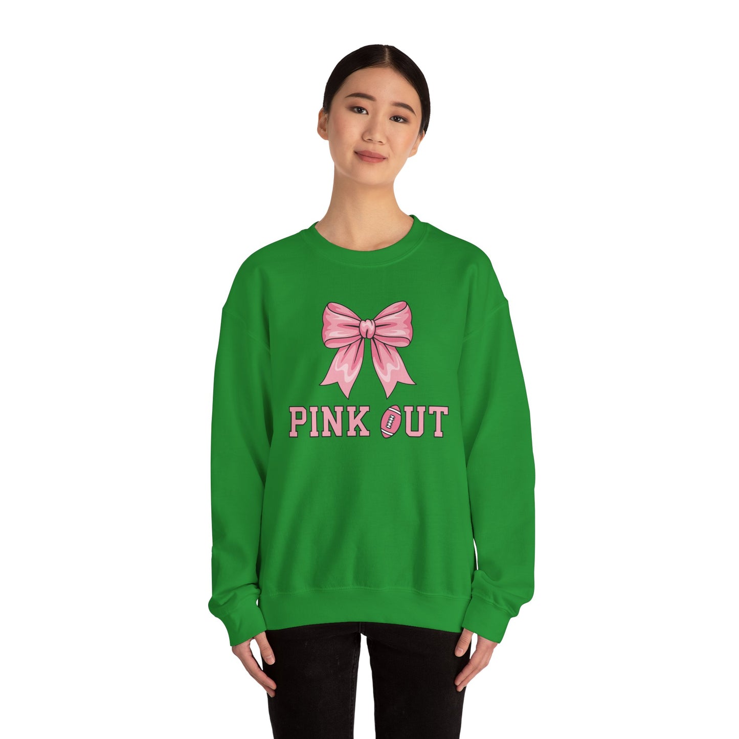 Pink Out Football Bow Preppy Breast Cancer Awareness Women Sweatshirt