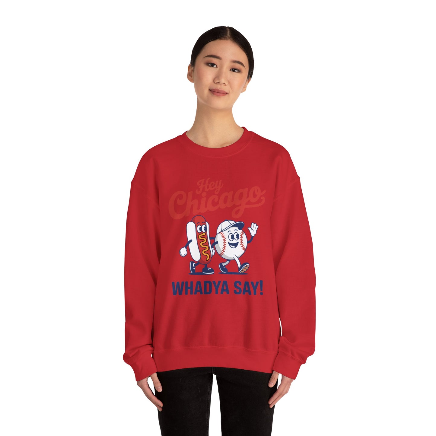 Hey Chicago Whadya Say Baseball and Hot Dog 4th of July Men Women Sweatshirt