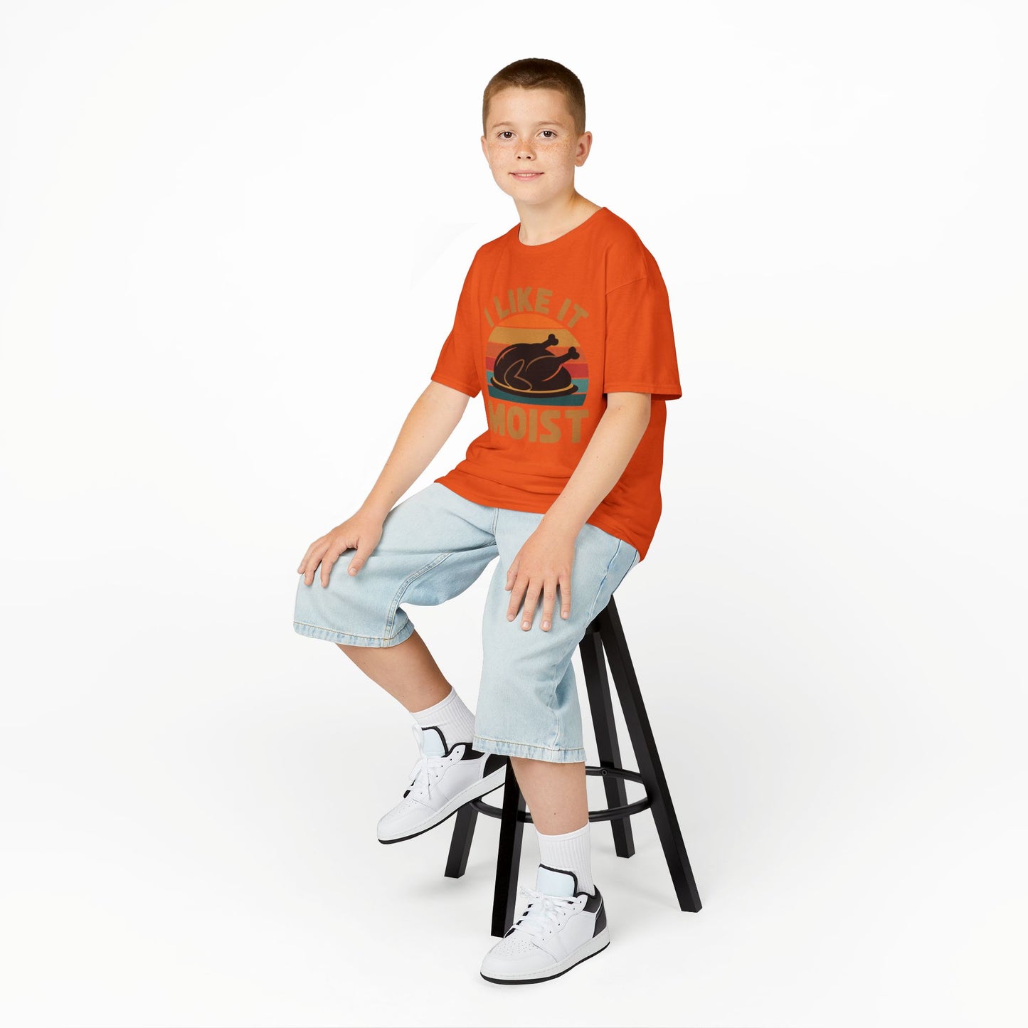 I Like It Moist Unisex Kids Black Thanksgiving T-Shirt