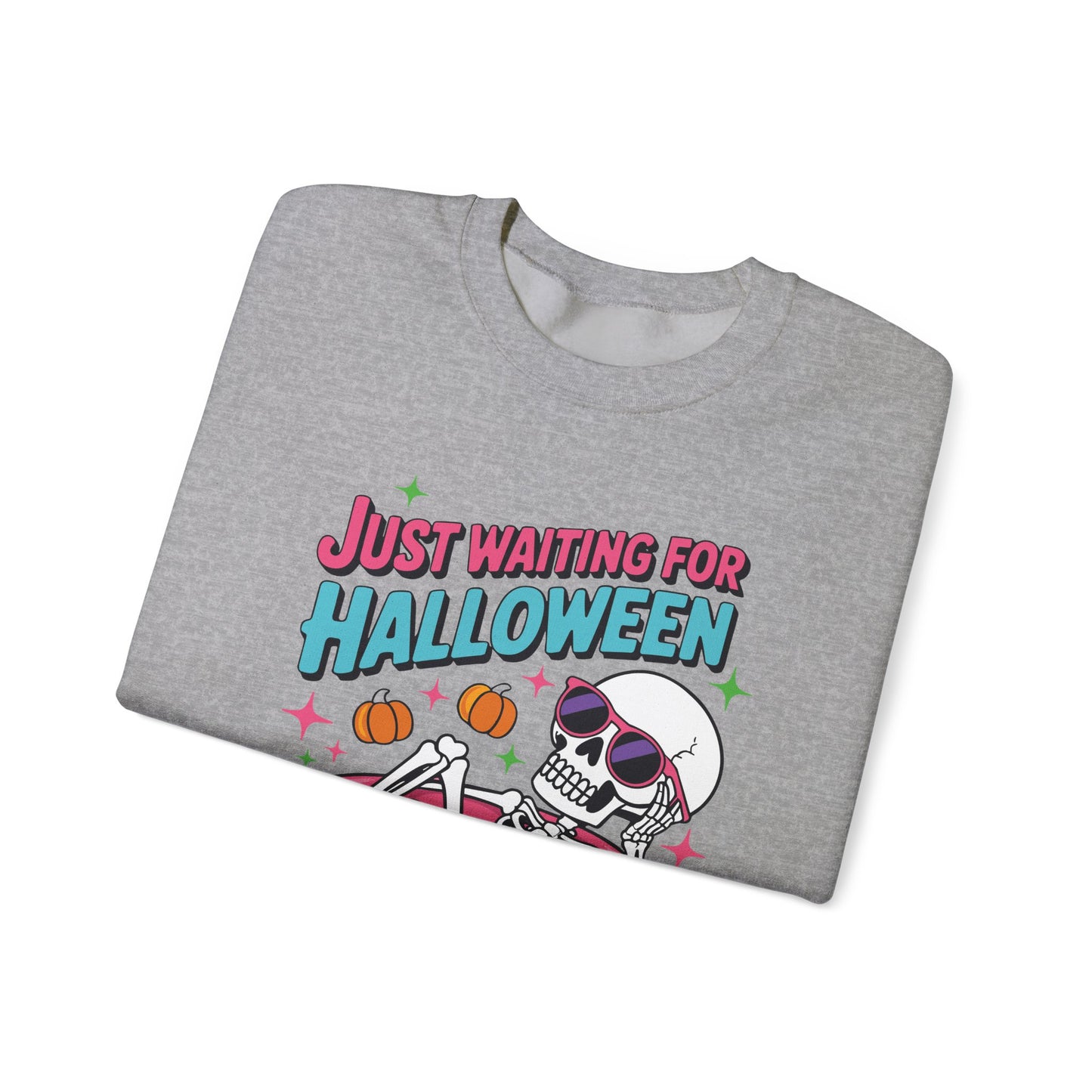 Just Waiting For Halloween Skeleton Donut Summerween Vibes Sweatshirt