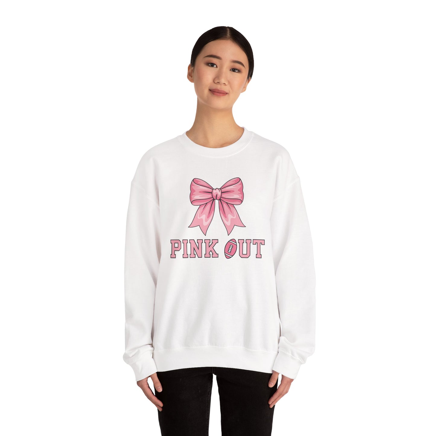Pink Out Football Bow Preppy Breast Cancer Awareness Women Sweatshirt