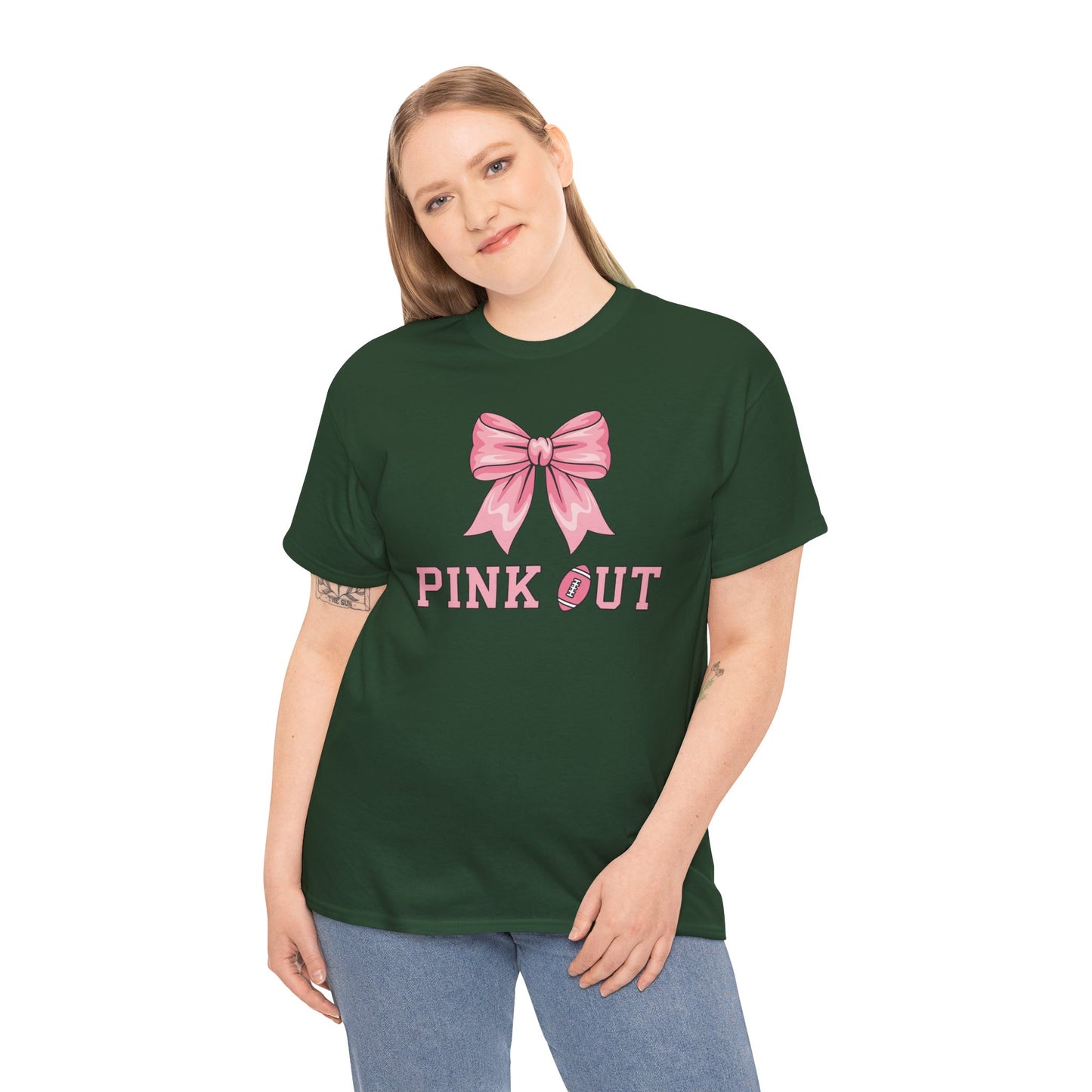 Pink Out Football Bow Preppy Breast Cancer Awareness Women T-Shirt