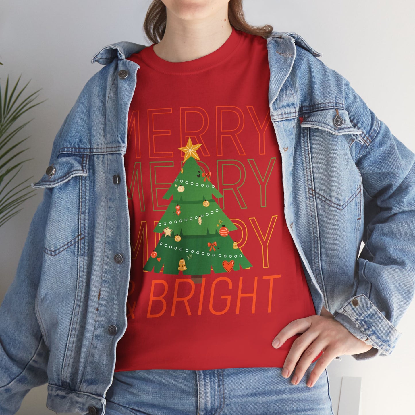 Merry and Bright Christmas Tee Cute Holiday Shirt for Men and Women