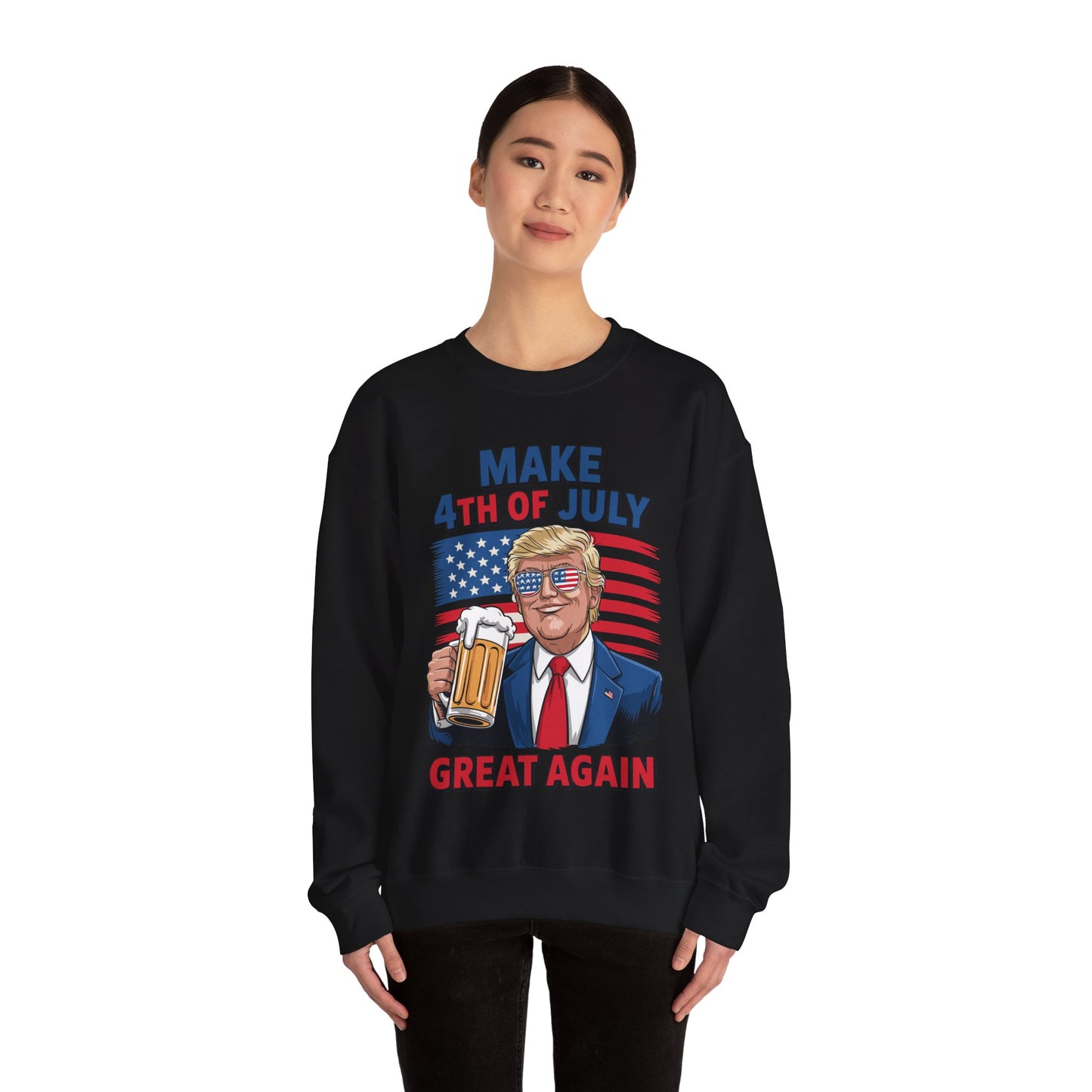Trump Make 4th of July Great Again Men Drinking Beer Funny Sweatshirt