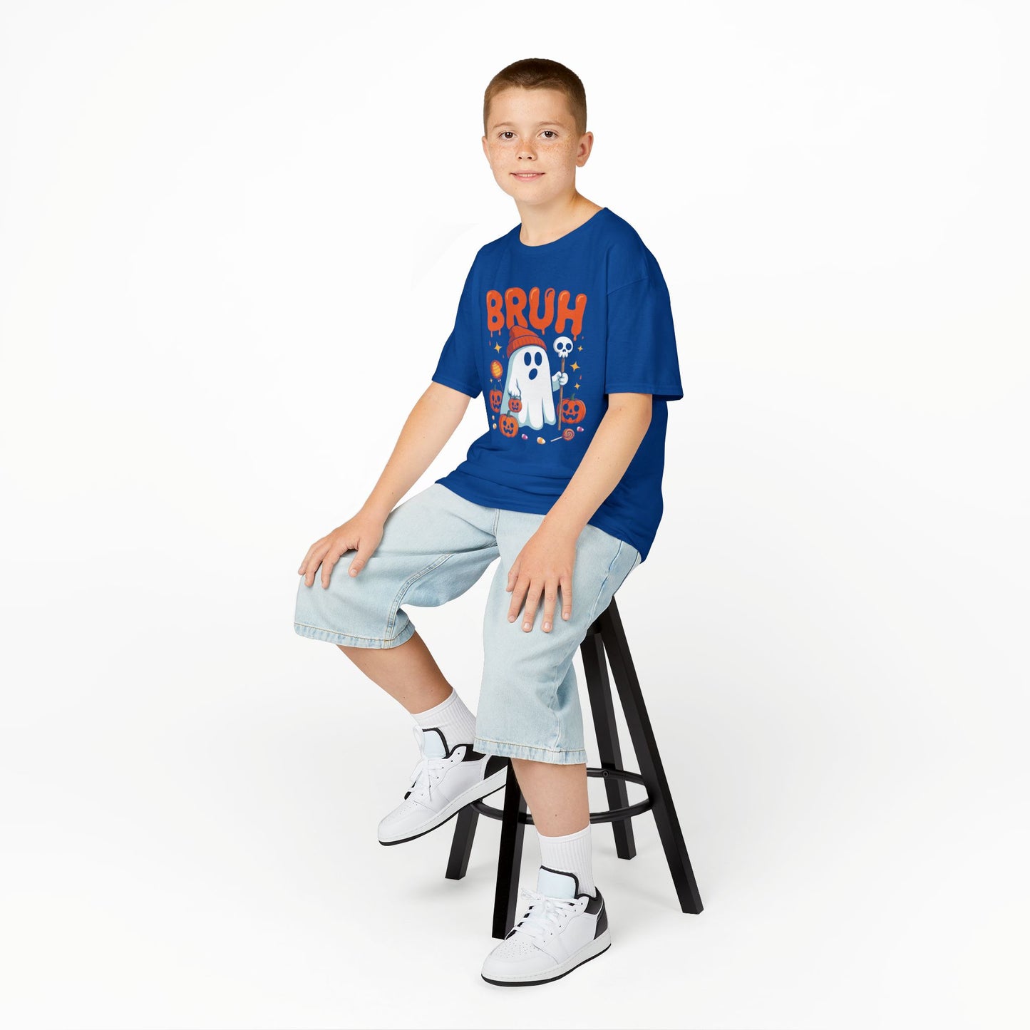 Bruh Ghost Halloween Cute Ghost Trick Or Treat Candy Kids T-Shirt