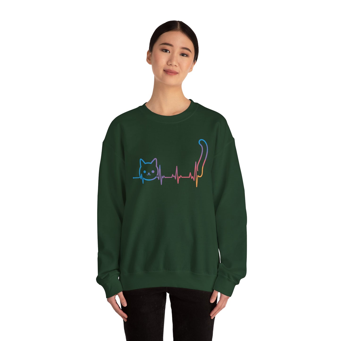 Heartbeat Cat Lover Animal Silhouette Cute Cat Sweatshirt