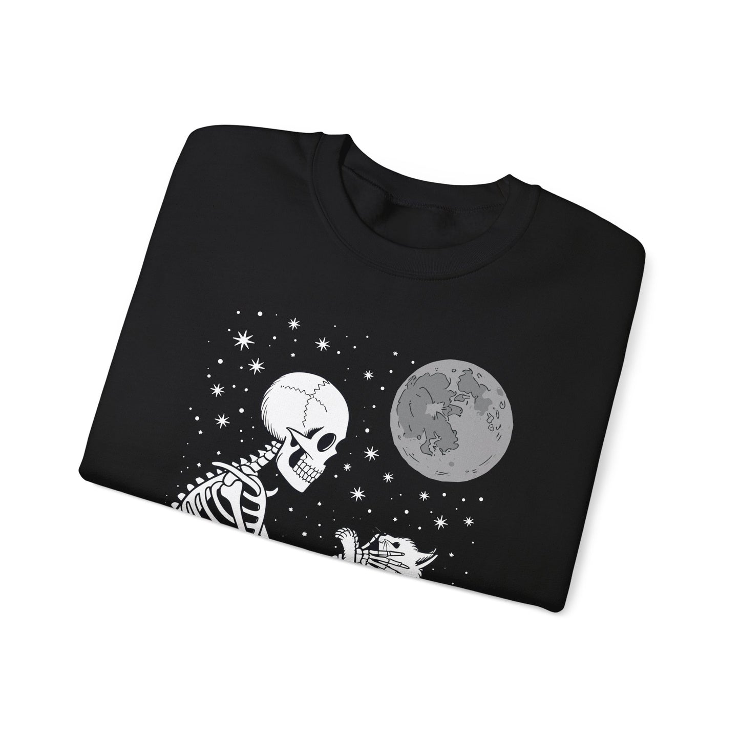 Skeleton Cat Skull Kitty Cute Goth Halloween Men Women Sweatshirt