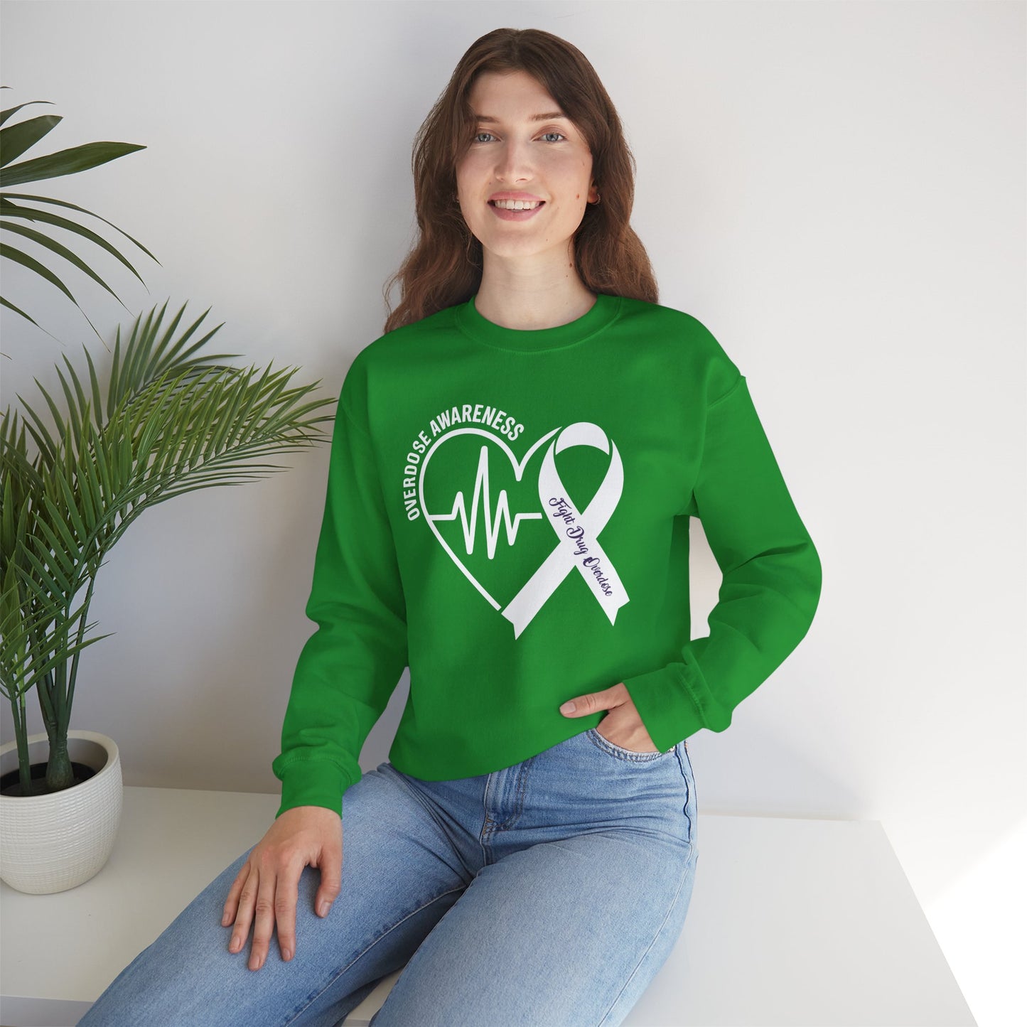 Overdose Awareness Month Heart Purple Ribbon Support Sweatshirt