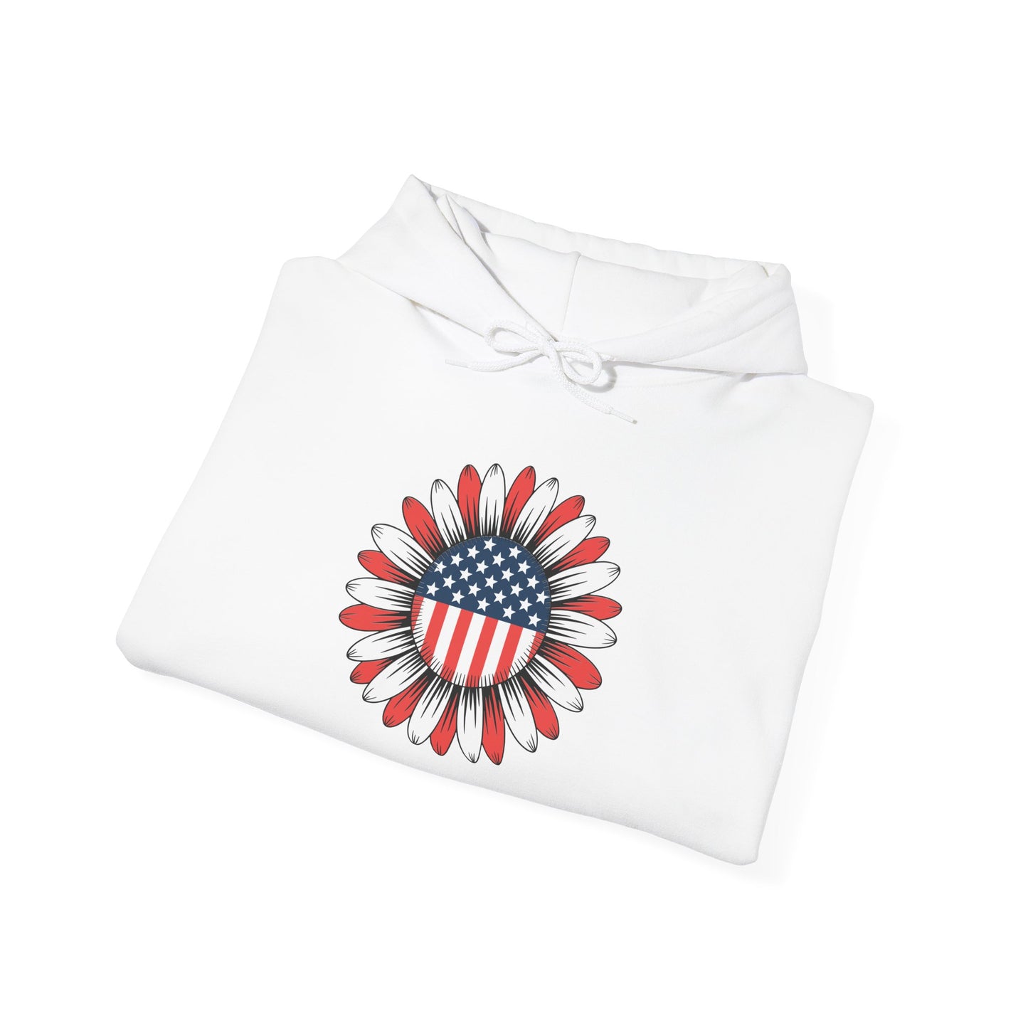 Sunflower American Flag 4th of July Women Men Merica USA Hoodie