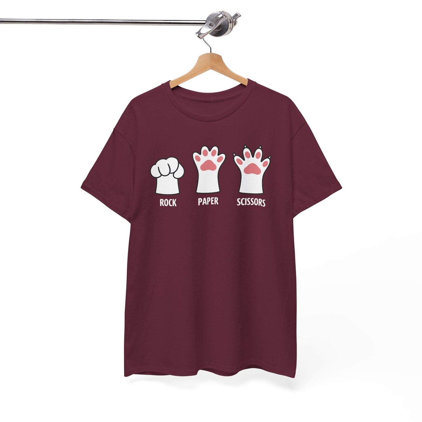 Funny Introvert Cat Animal Rescue Rock Paper Scissors Cute Paw Cat T-Shirt