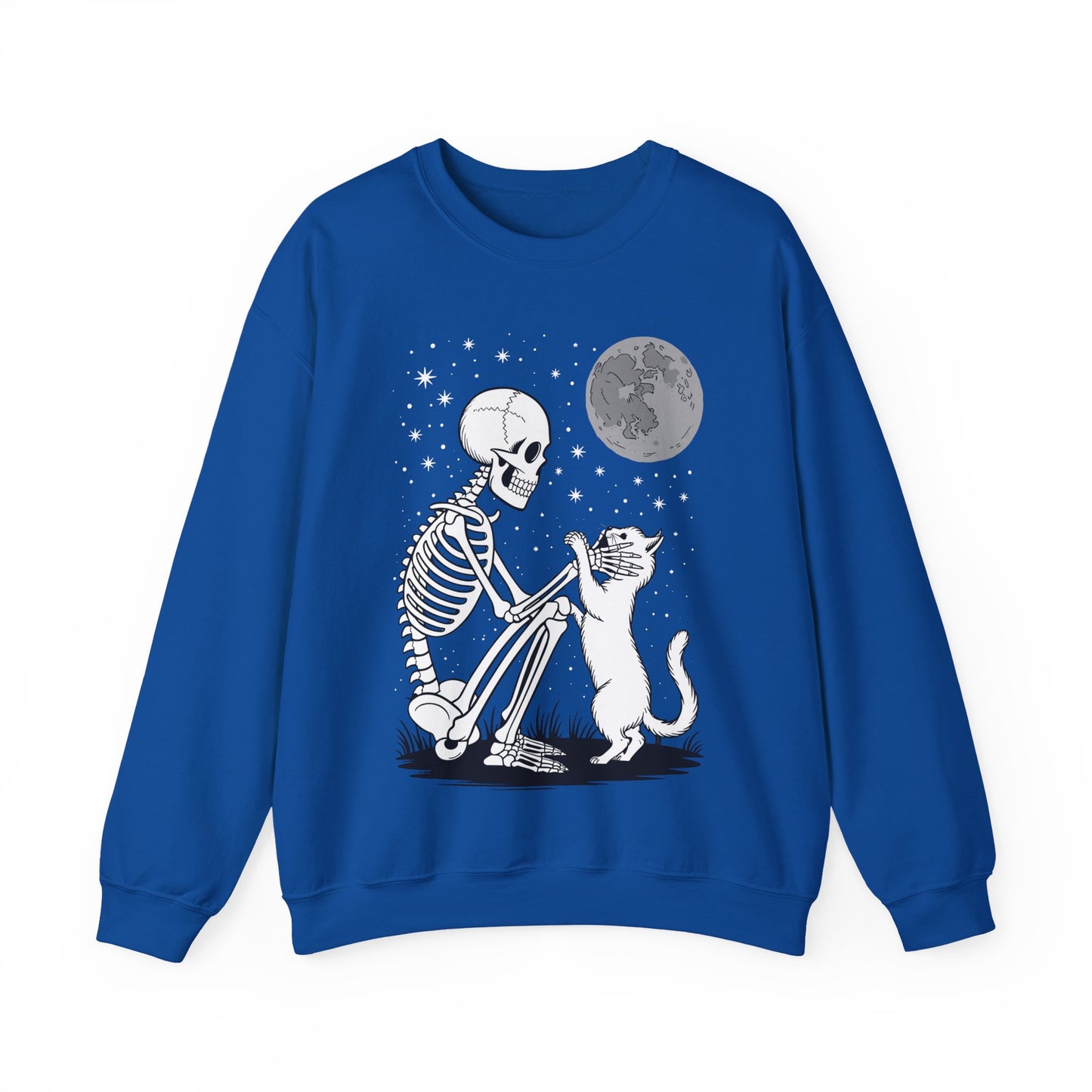 Skeleton Cat Skull Kitty Cute Goth Halloween Men Women Sweatshirt