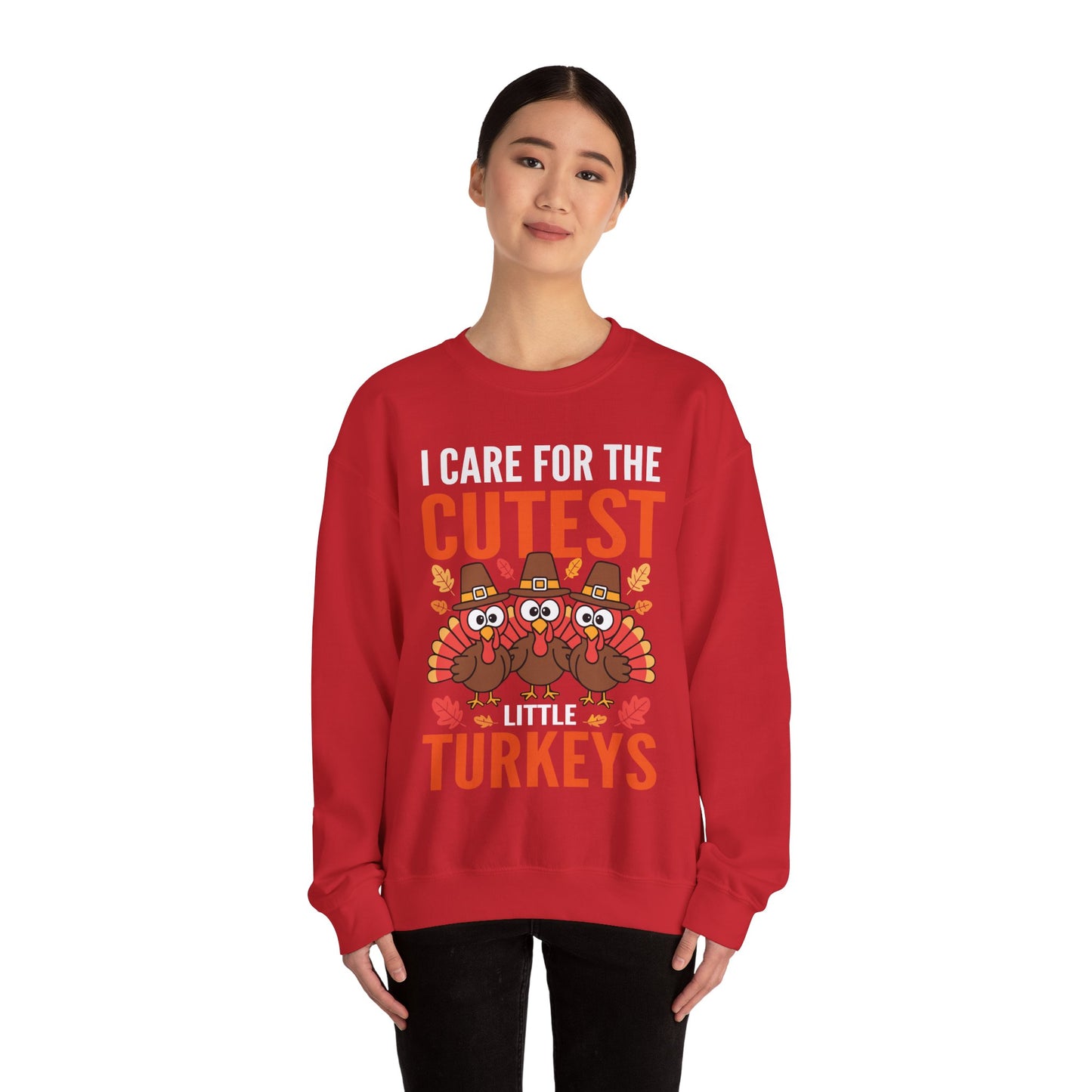 Care For Little Turkeys Nurse Fall Thanksgiving Scrub Top Sweatshirt