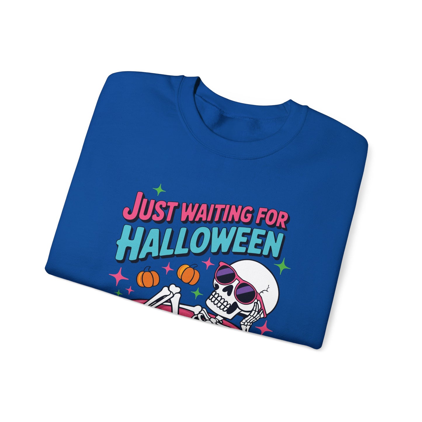 Just Waiting For Halloween Skeleton Donut Summerween Vibes Sweatshirt