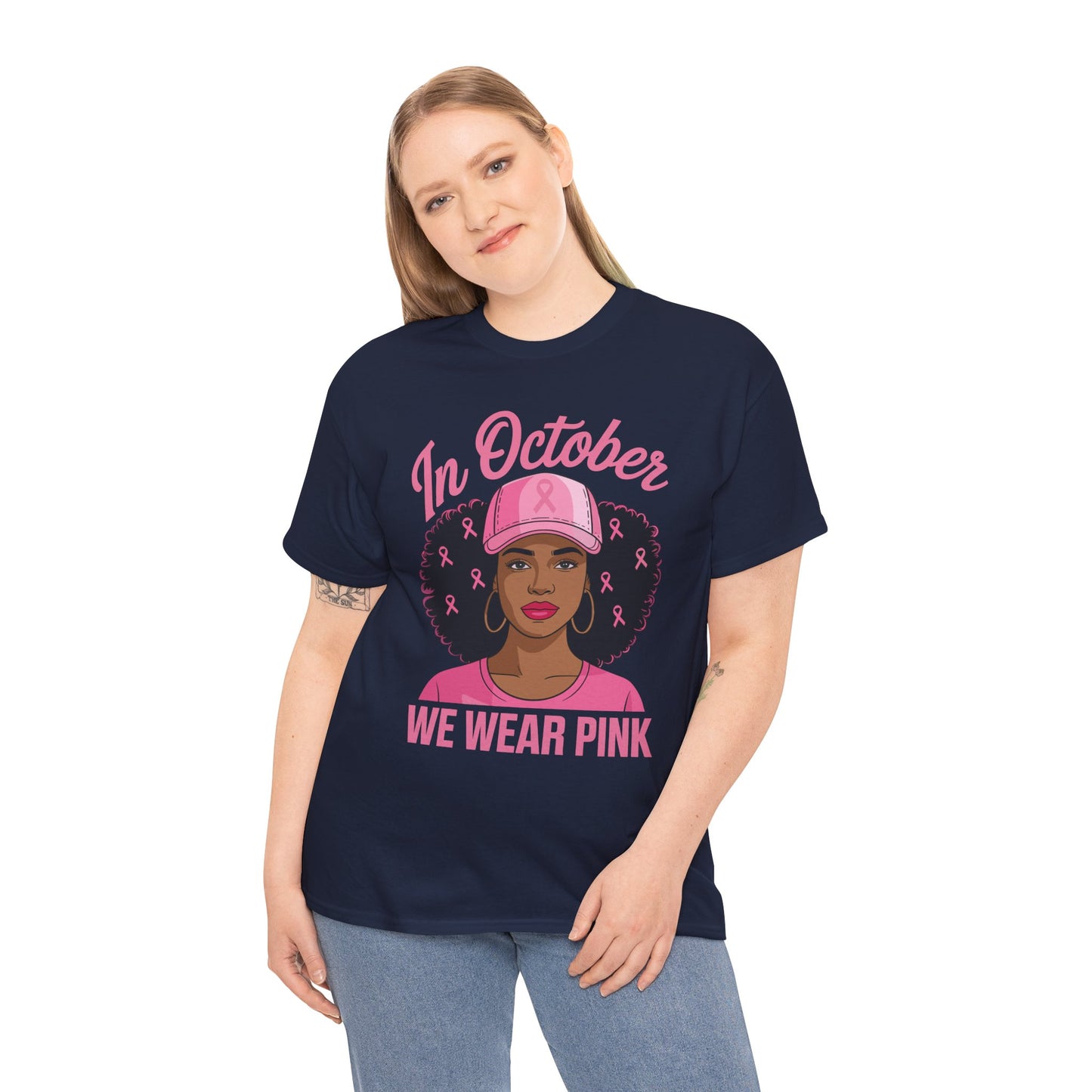 In October We Wear Pink Black Women Breast Cancer Awareness T-Shirt