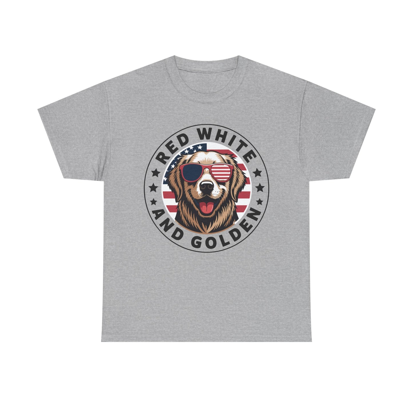 Red White Golden Retriever American Flag 4th of July Gift T-Shirt