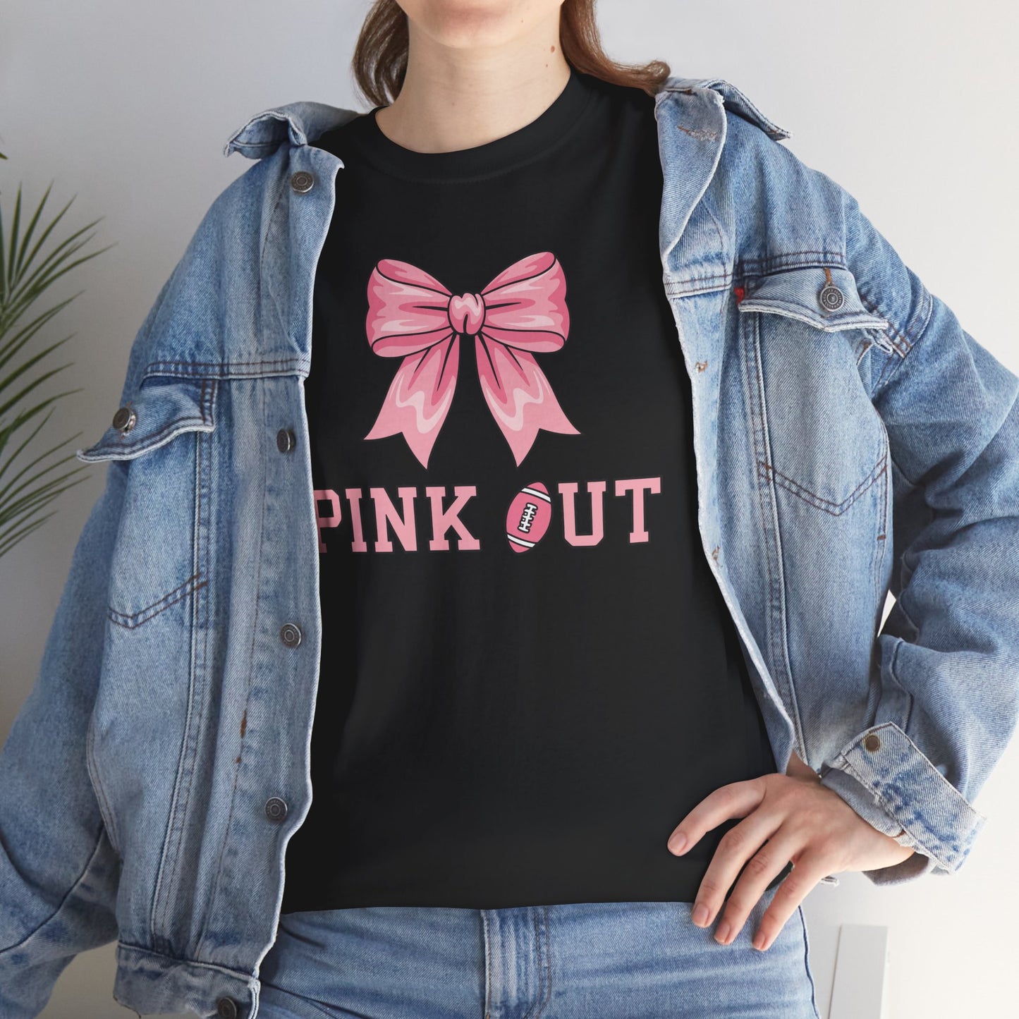 Pink Out Football Bow Preppy Breast Cancer Awareness Women T-Shirt