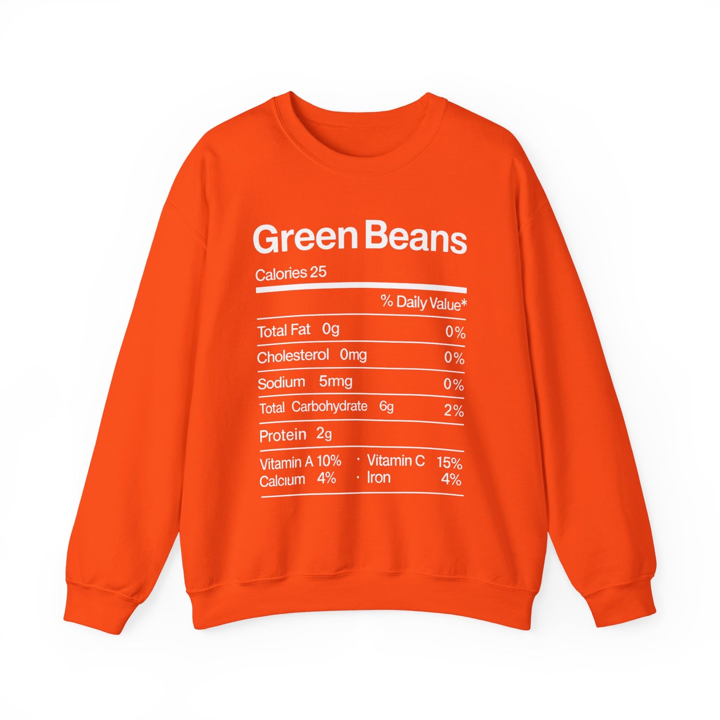 Green Beans Nutrition Facts Funny Thanksgiving Christmas Sweatshirt