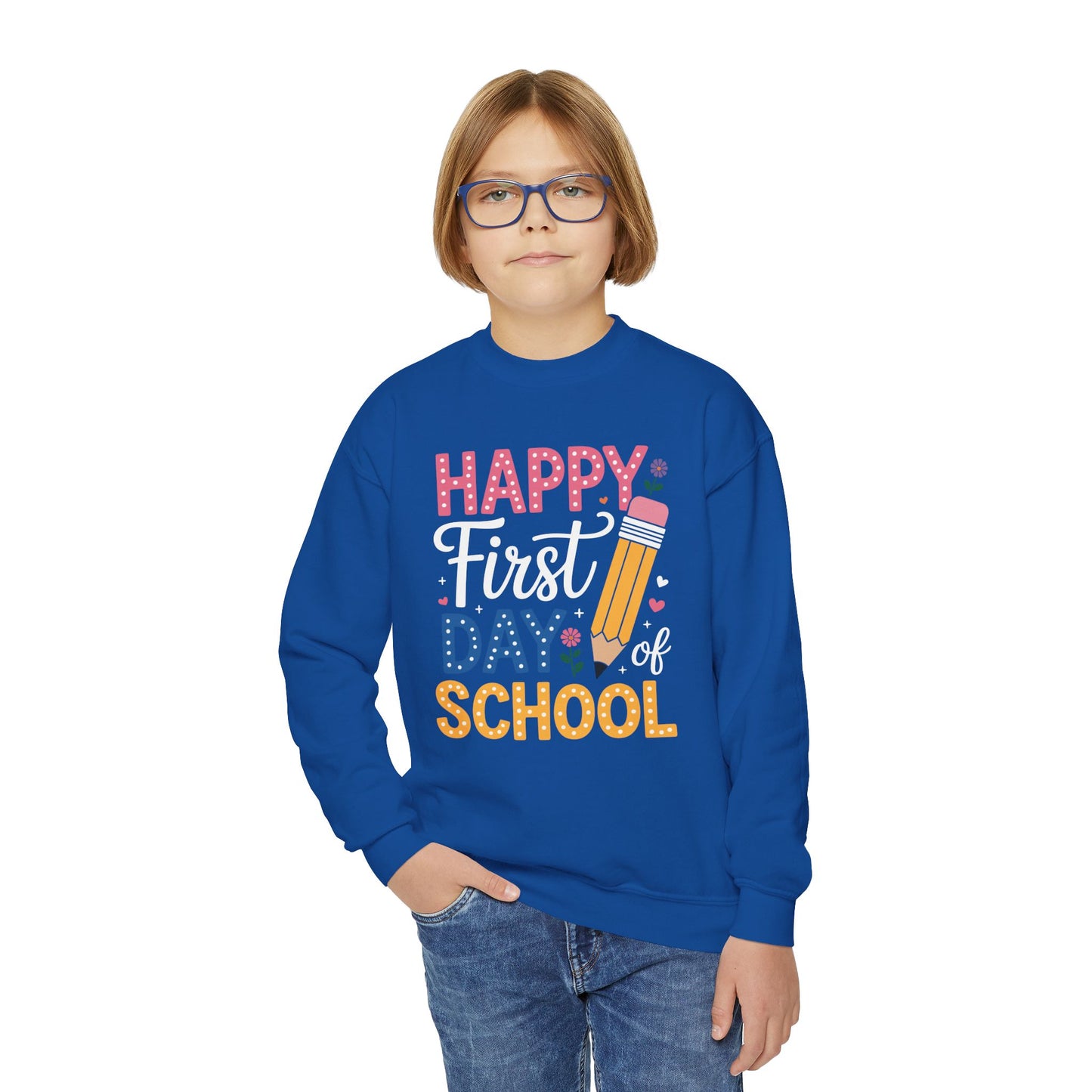 Happy First Day of School Pencil Teacher Cute Back to School Sweatshirt