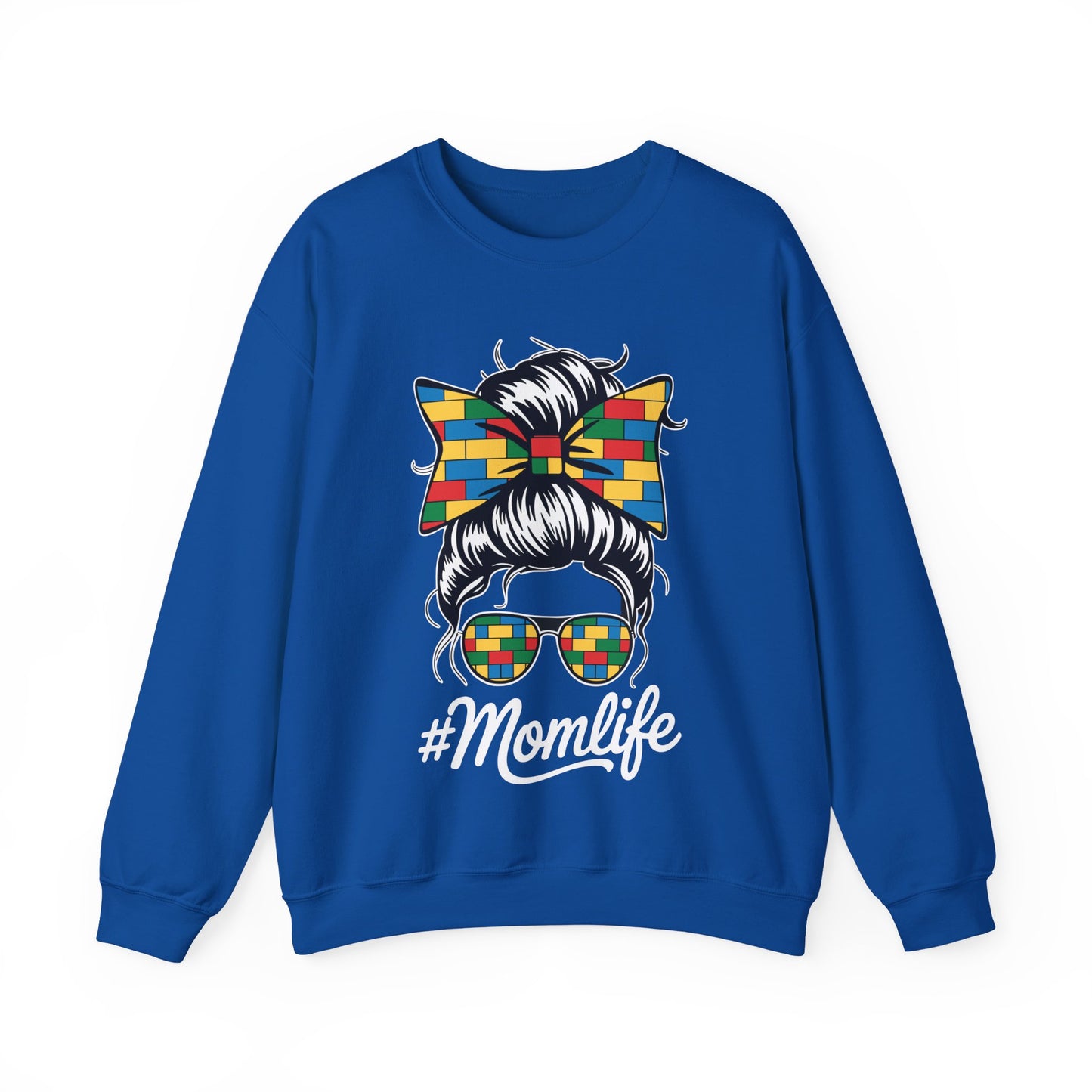Building Block Messy Bun Mom Life Master Builder Mothers Day Sweatshirt